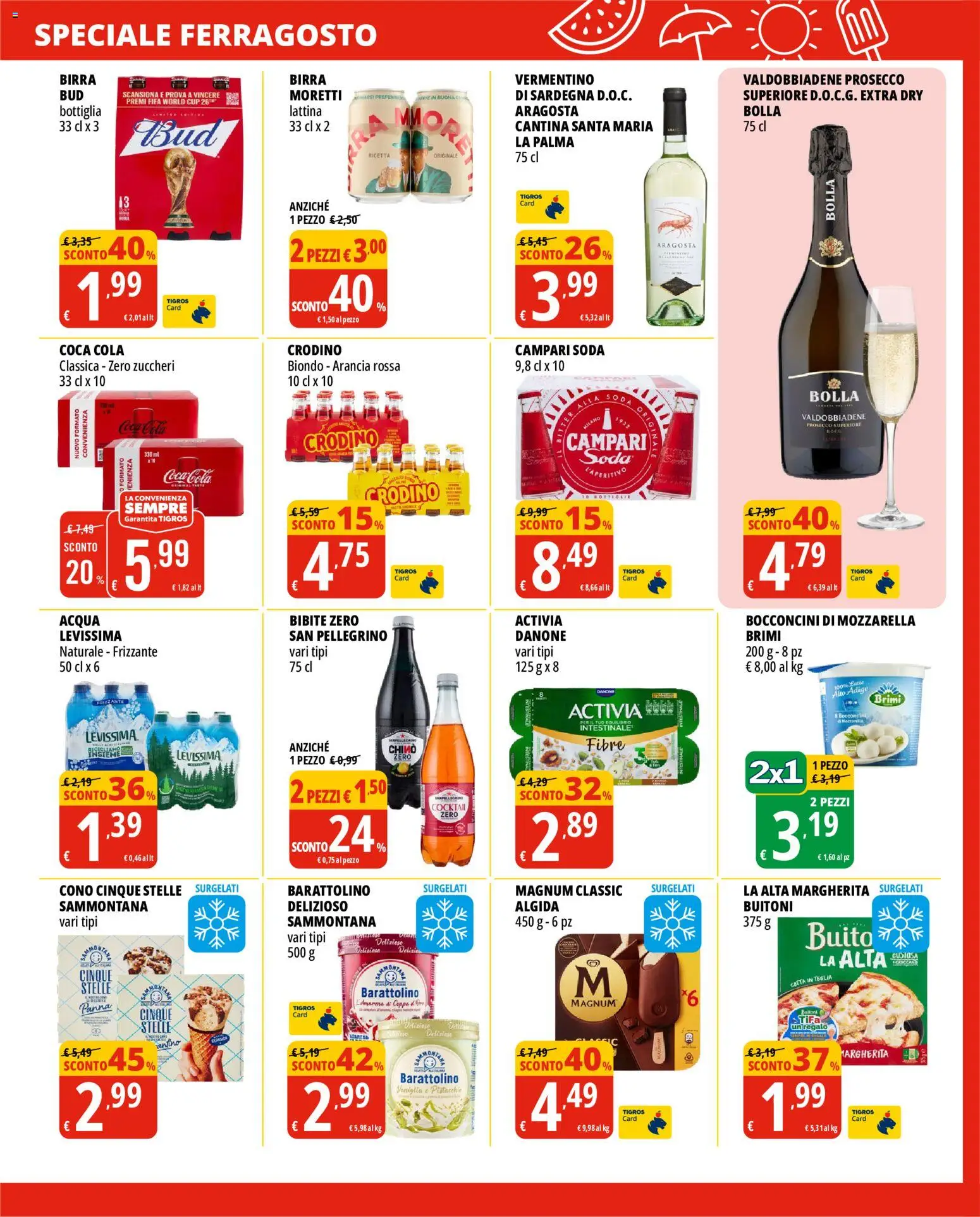 Volantino Tigros del 11/08/2026 | Pagina: 3 | Prodotti: Campari, Birra, Bibite, Arancia
