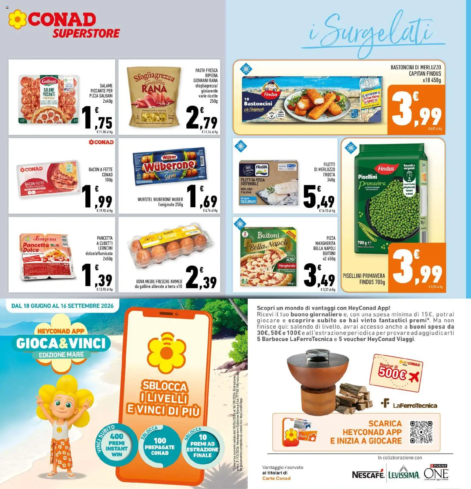 Volantino Conad del 01/07/2026 | Pagina: 11 | Prodotti: Prosciutto Crudo, Merluzzo, Pancetta, Wurstel