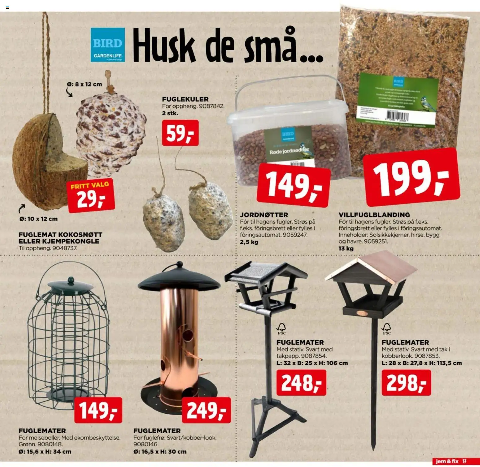{H1} | Side: 17 | Produkter: Husk, Fuglemater, Kokosnøtt, Fuglemat