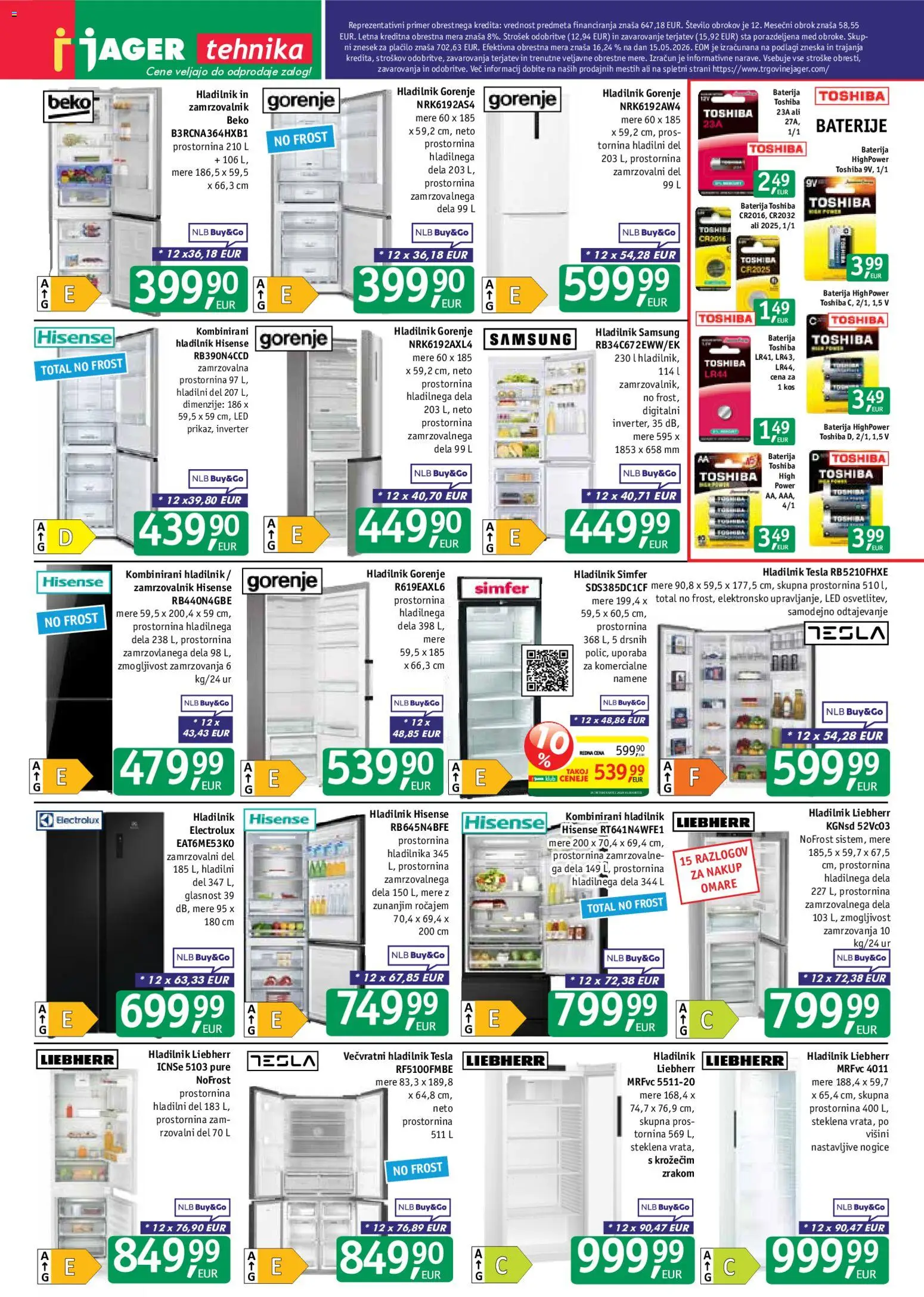 Novi Jager katalog ponudbe – veljaven od 27.05.2026 | Stran: 13 | Izdelki: Baterija, Hladilnik, Zamrzovalnik, Baterije