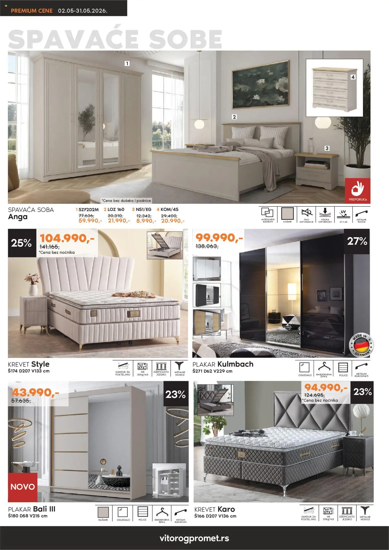 Vitorog katalog - važi od 02.05.2026 | Strana: 6 | Proizvode: Krevet, Ogledalo