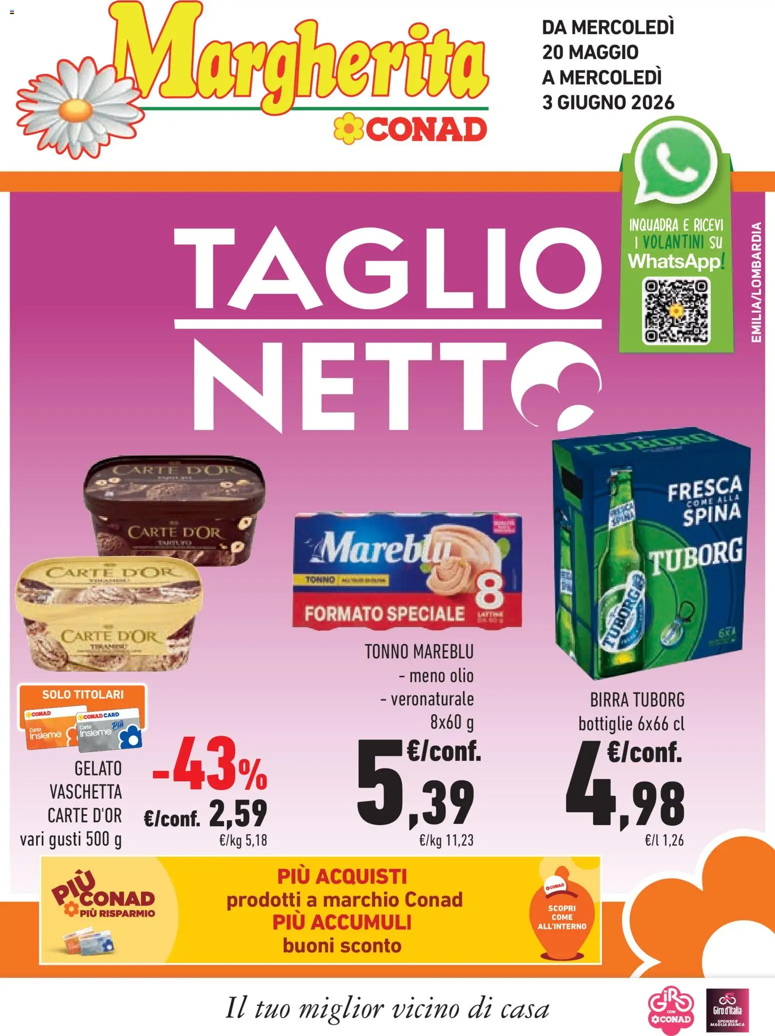 Volantino Conad del 20.05.2026 | Pagina: 1 | Prodotti: Birra, Gelato, Olio, Tonno