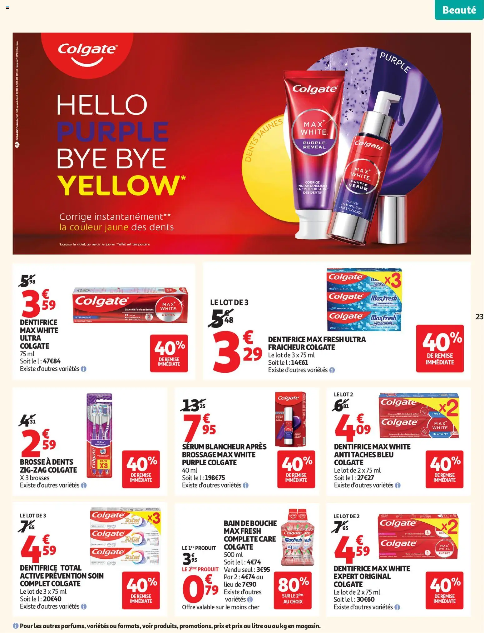 {H1} | Page: 23 | Produits: Brosse, Dentifrice, Brosse à dents, Bain de bouche