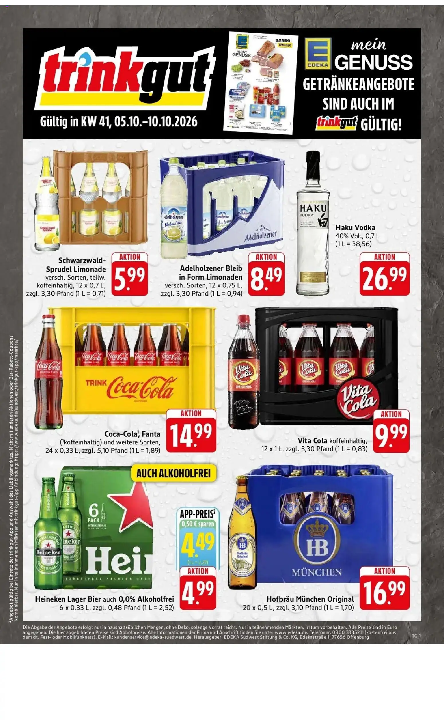 Edeka Prospekt Köngen (ab 05.10.2026) » Angebote Online | Seite: 58 | Produkte: Adelholzener, Limonade, Heineken, Vita cola