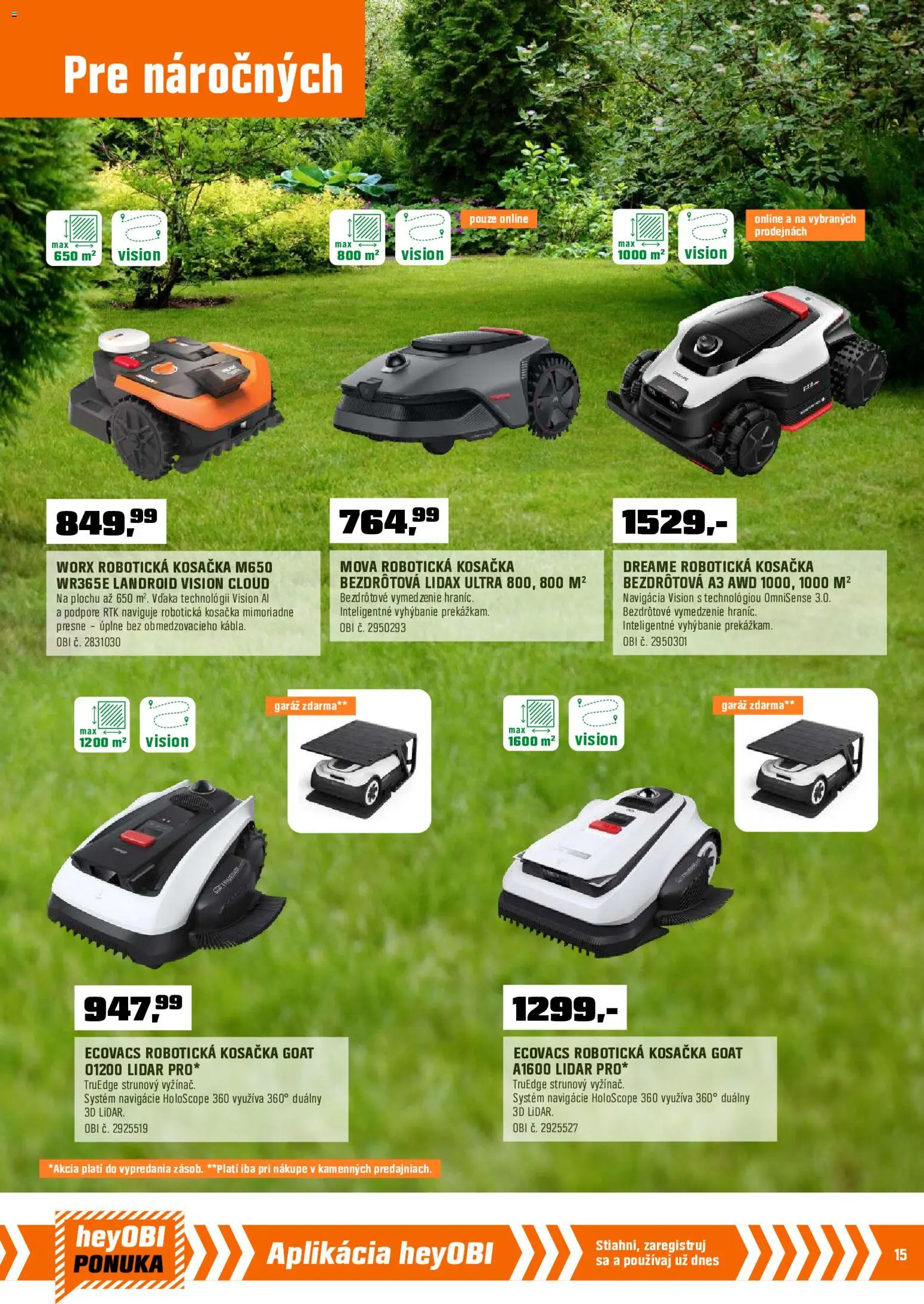 Nové OBI akcie – leták je platný od 01.06.2026 | Strana: 14 | Produkty: Robotická kosačka, Kosačka