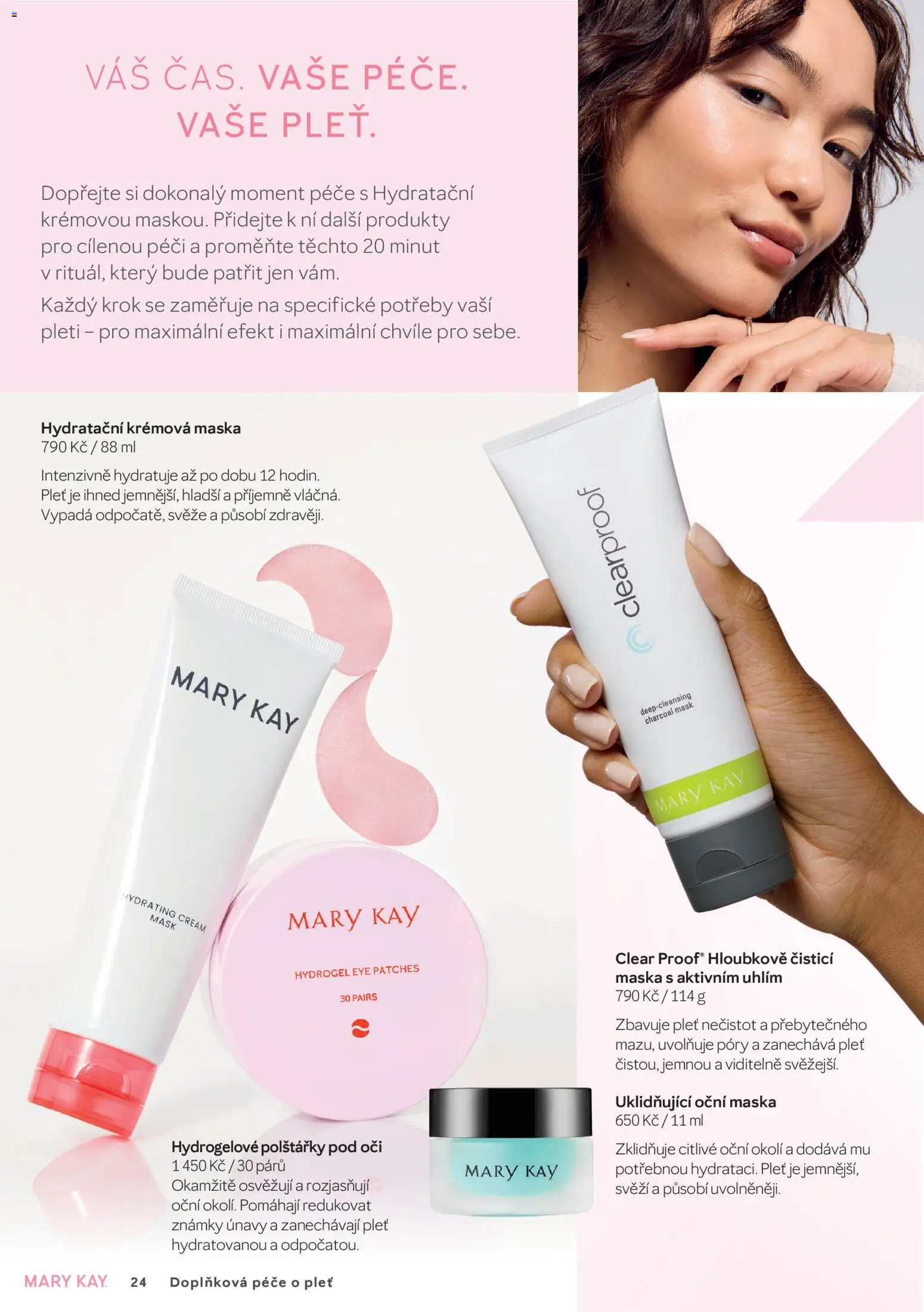 Mary Kay kniha o kráse od 01.07.2026 | Strana: 24 | Produkty: Polštářky, Známky, Oční maska, Maska