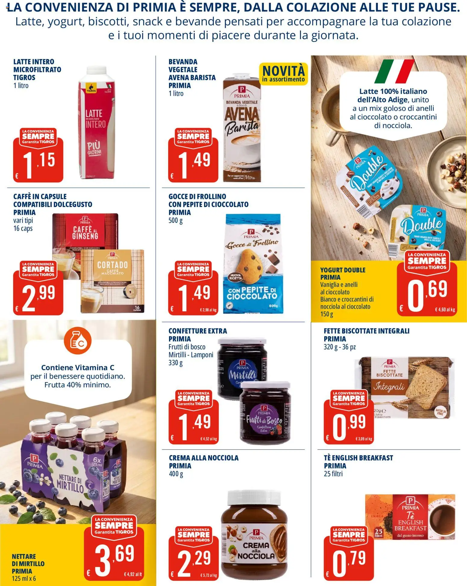 Volantino Tigros del 02/09/2026 | Pagina: 2 | Prodotti: Bevande, Frutta, Cioccolato bianco, Latte intero