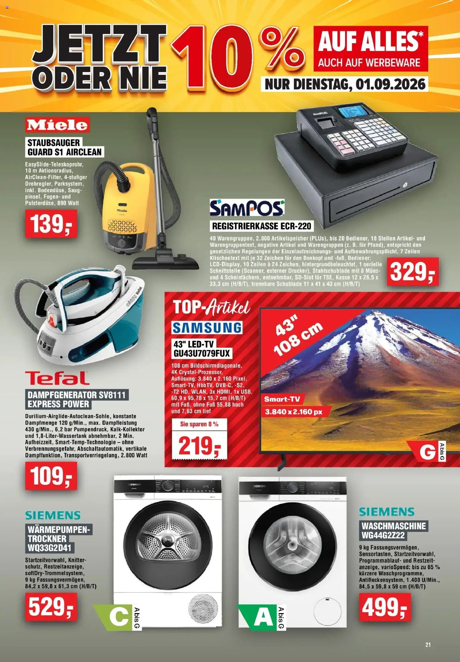 Edeka Prospekt Bochum – gültig ab 27.08.2026 | Seite: 21 | Produkte: Miele, Trockner, Waschmaschine, Samsung