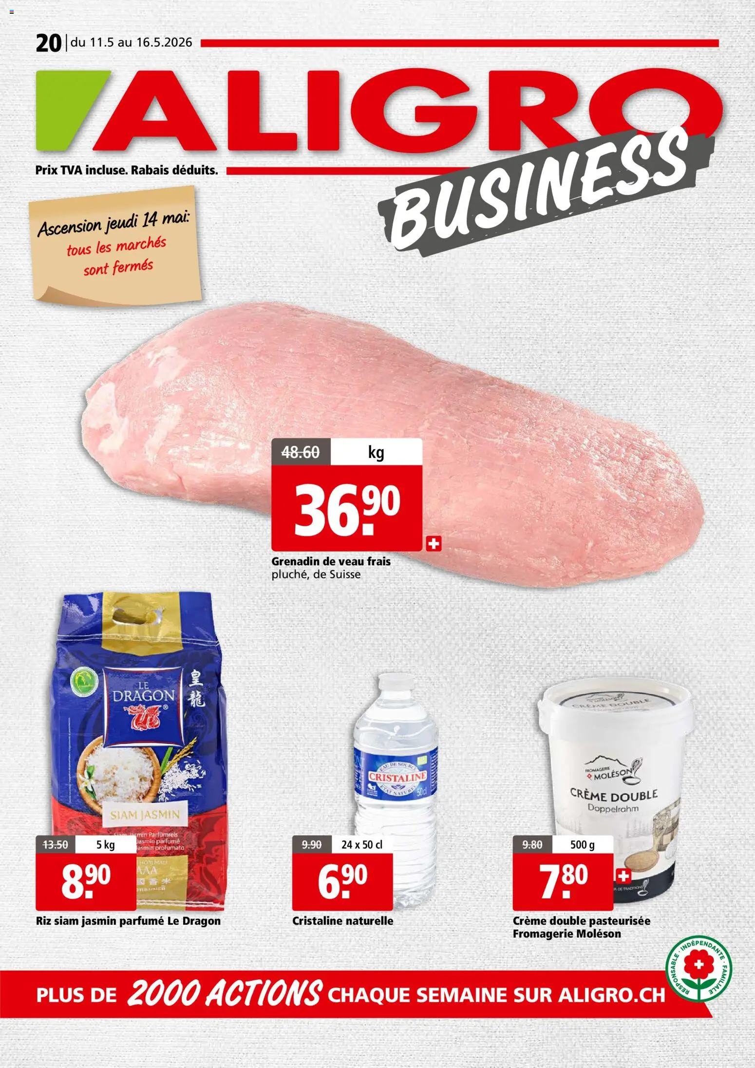Aligro aktionen Business Chavannes, Matran, Genève, Sion – gültig ab 11.05.2026 | Seite: 1 | Produkte: Creme