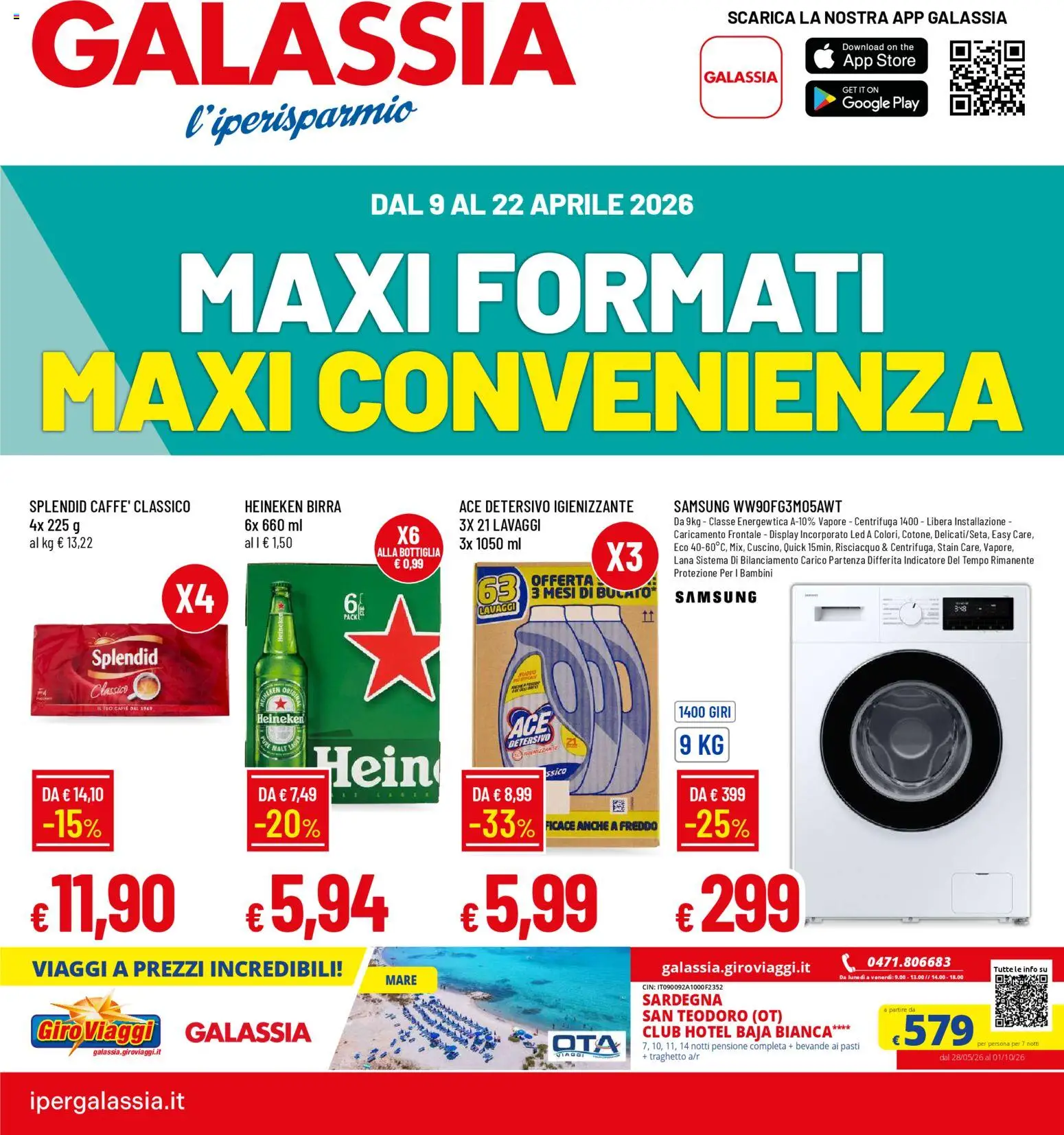 Volantino Galassia del 09.04.2026 | Pagina: 1 | Prodotti: Centrifuga, The, Bottiglia, Samsung