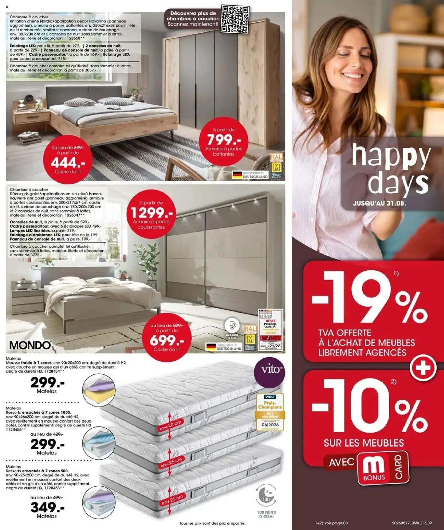 Möbel Martin - Möbel Martin: Offres hebdomadaires à partir du 17/08/2026 - promo en ligne | Page: 9 | Produits: Matelas mousse, Mousse, Lit, Cadre