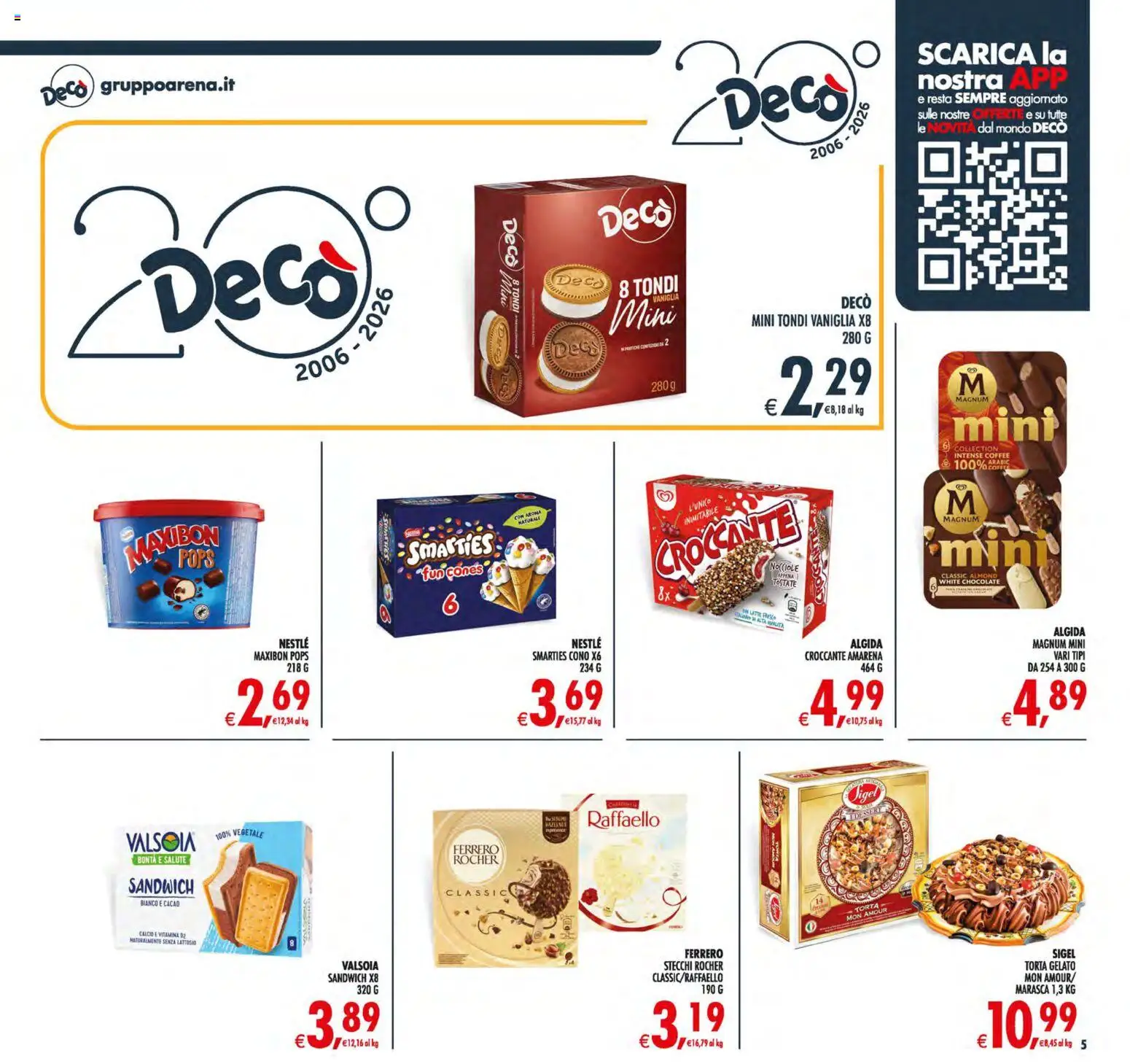 Volantino Decò del 21/08/2026 | Pagina: 5 | Prodotti: Gelato, Torta, Torta gelato, Raffaello