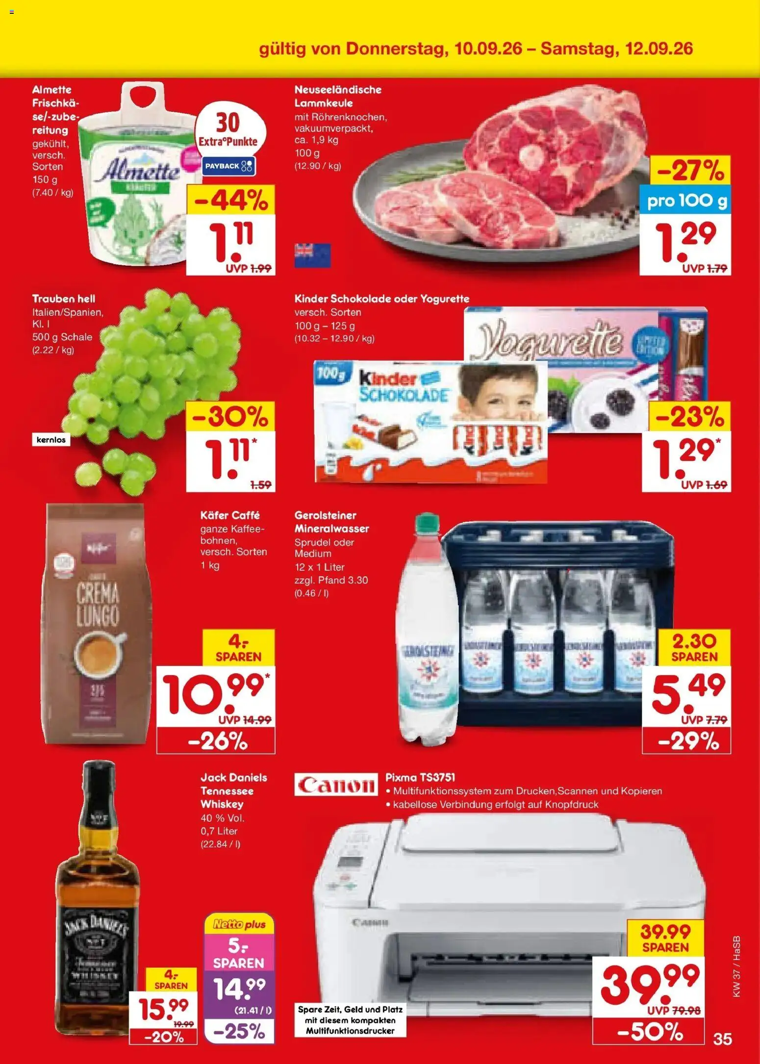 Netto Marken-Discount Prospekt Unna – gültig ab 07.09.2026 | Seite: 51 | Produkte: Kinder schokolade, Kaffee, Mineralwasser, Whiskey