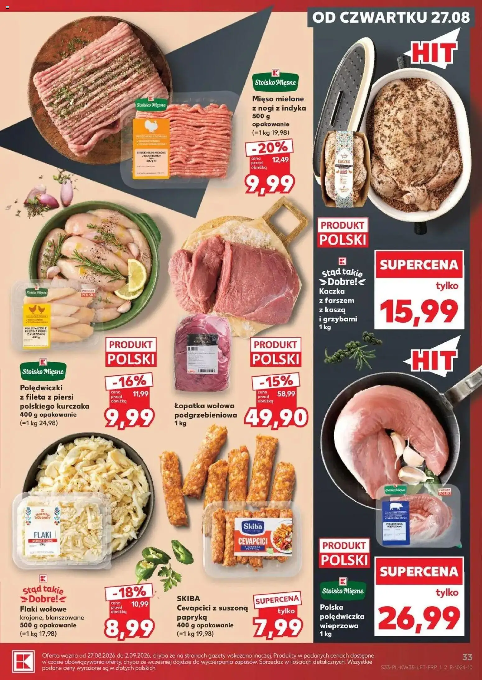 Kaufland gazetka od 27.08.2026 - od jutra PDF | Strona: 33 | Produkty: Kasza, Mięso, Gazety, Polędwiczki