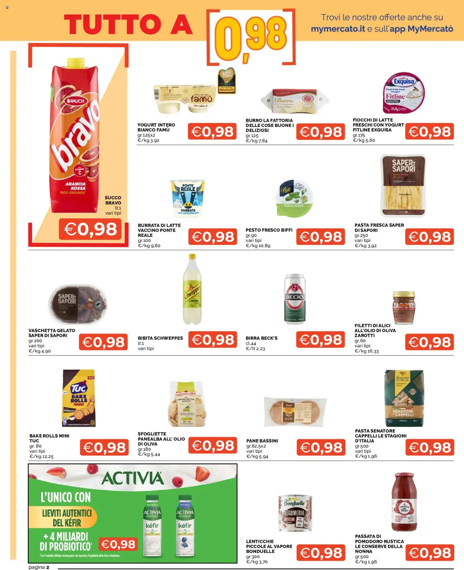 Volantino Mercatò del 22/10/2026 | Pagina: 2 | Prodotti: Birra, Pesto, Arancia, Burrata