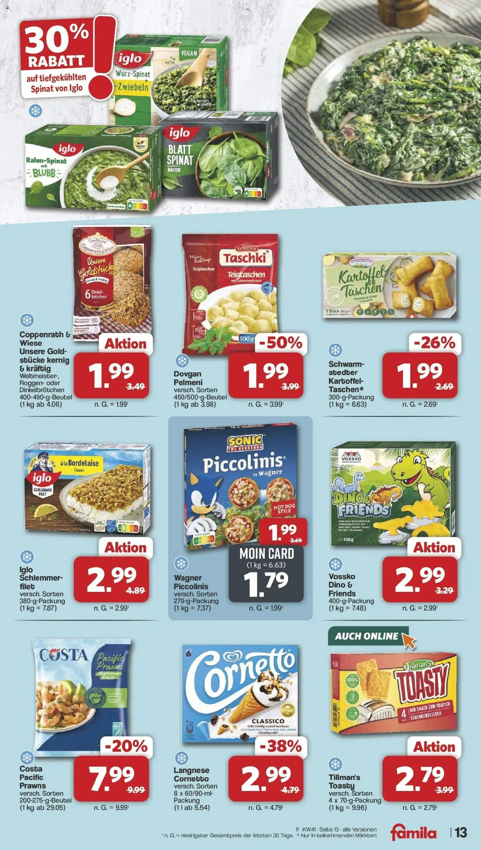 Famila Nordwest Aktueller Prospekt – gültig ab 05.10.2026 | Seite: 13 | Produkte: Langnese, Iglo, Zwiebeln, Piccolinis