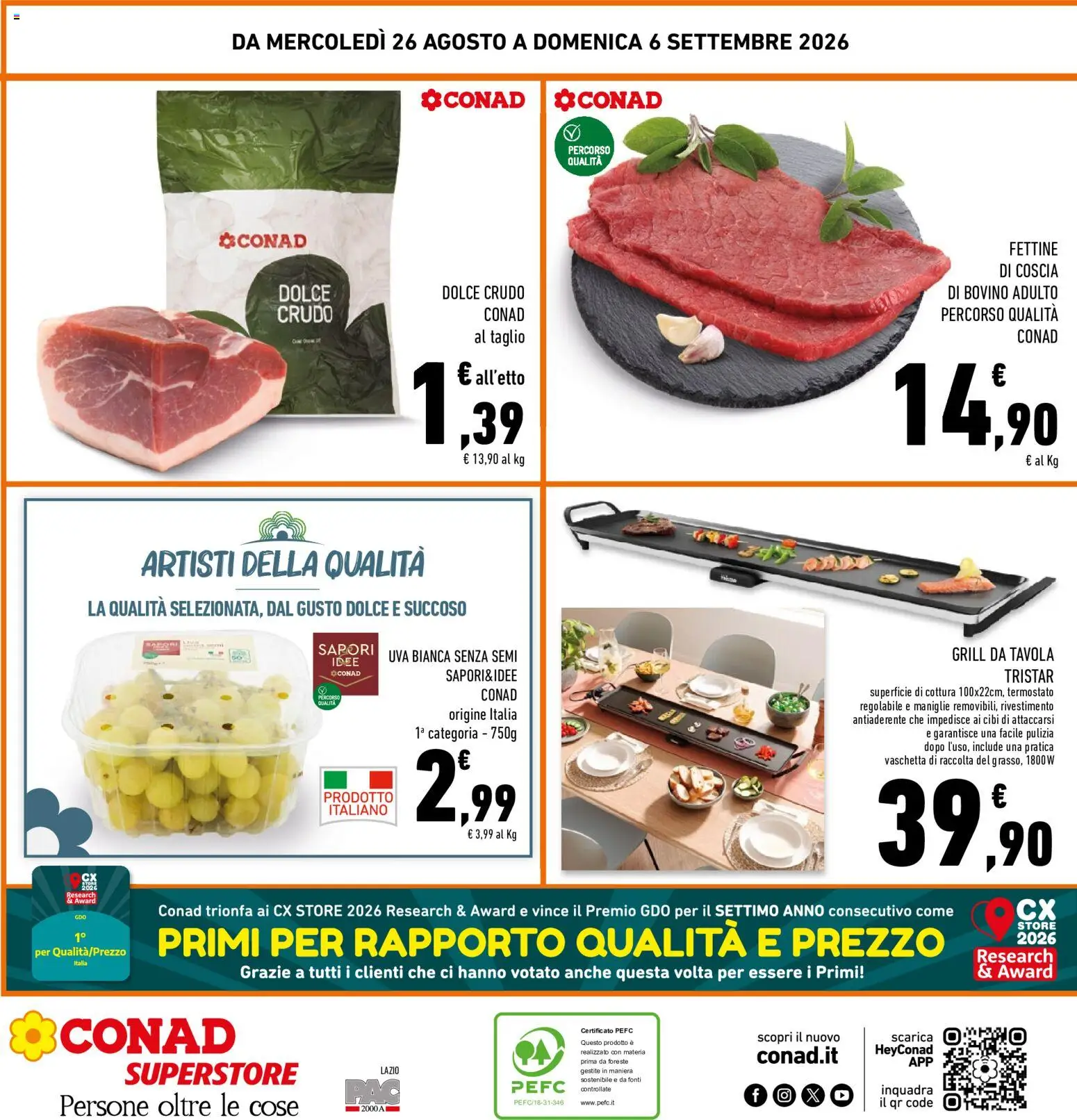 Volantino Conad del 26/08/2026 | Pagina: 32 | Prodotti: Bovino, Taglio, Uva