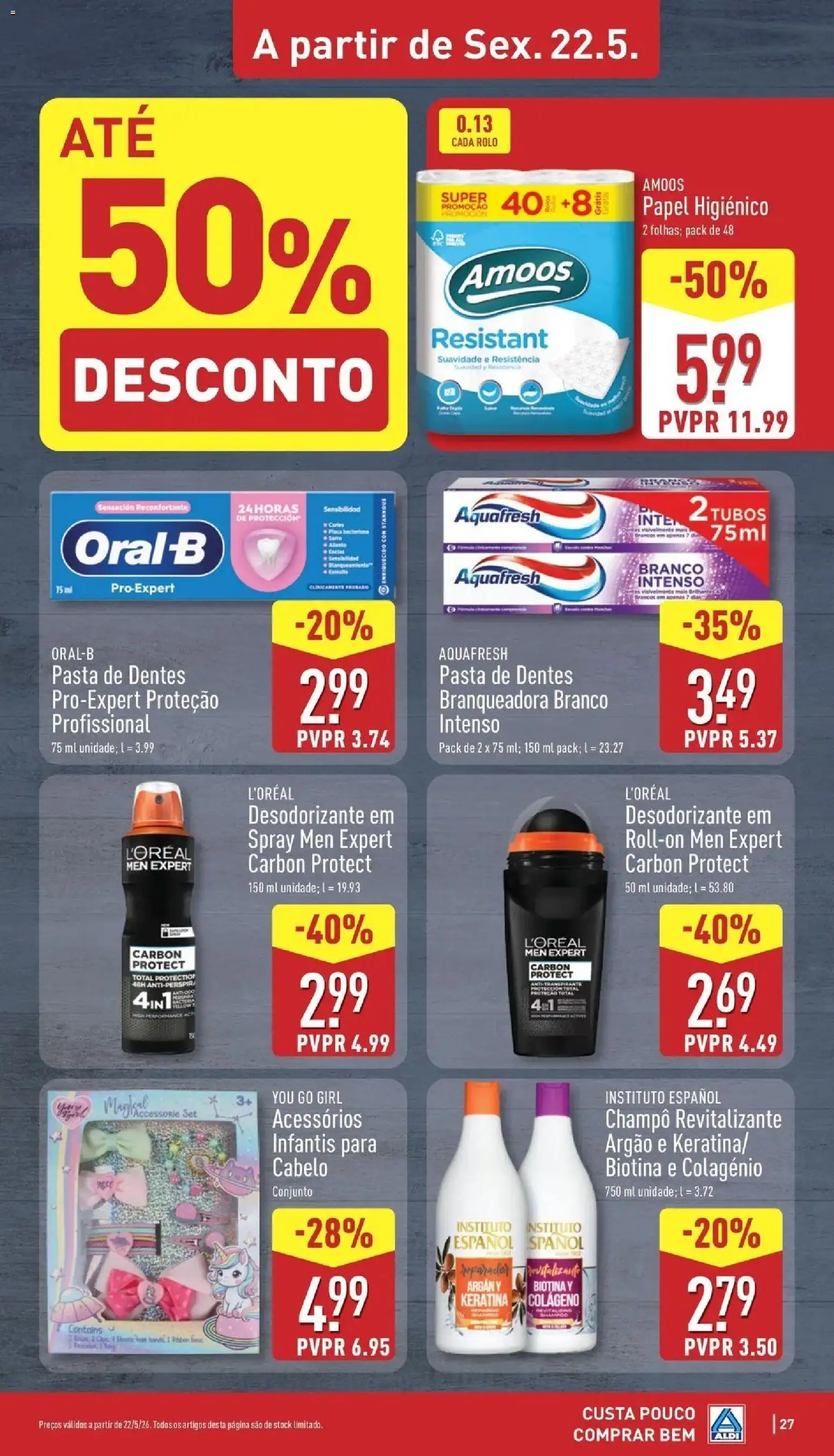 Aldi Folheto Boliqueime │ válido de 18.05.2026 | Página: 27 | Produtos: Papel higiénico, Desodorizante, Antitranspirante, Pasta de dentes