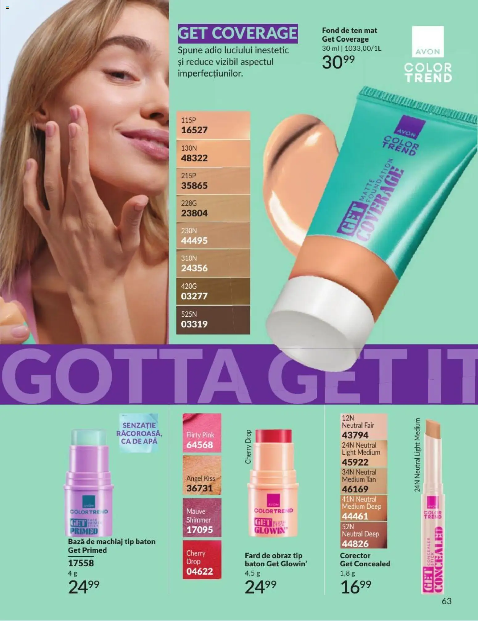 Noul catalog Avon – valabil de la 01.08.2026 | Pagină: 63 | Produse: Bază de machiaj, Machiaj, Concealer, Apă