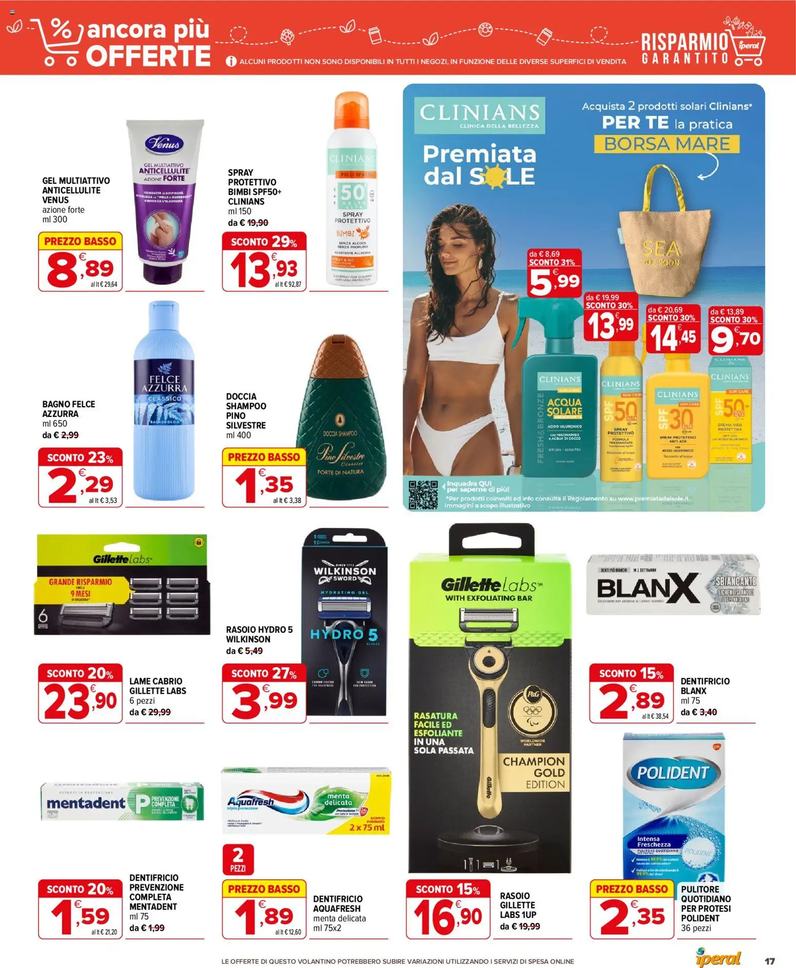 Volantino Iperal del 01/07/2026 | Pagina: 17 | Prodotti: Dentifricio, Acqua solare, Cocco, Profumo