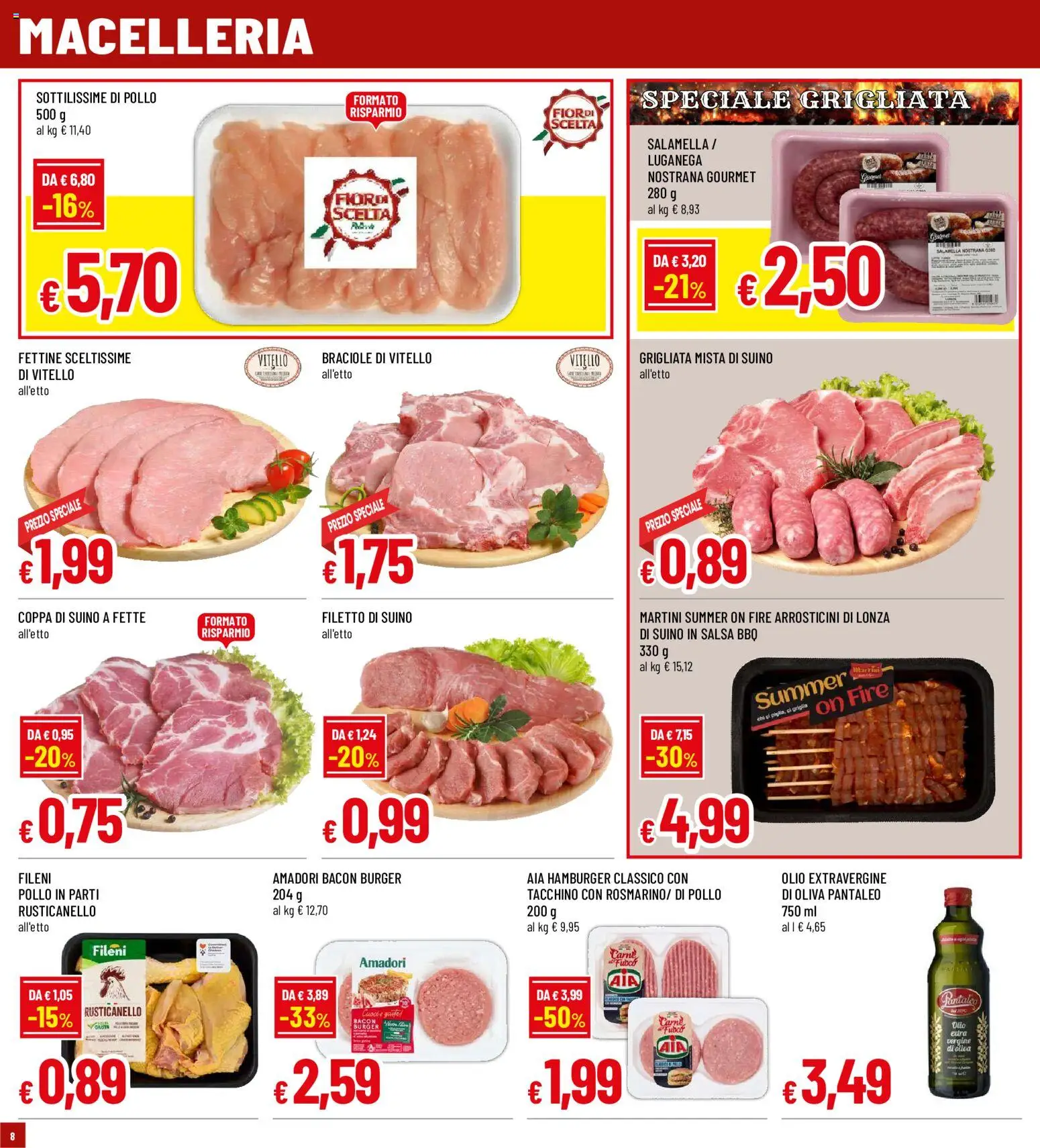 Volantino Galassia del 30/07/2026 | Pagina: 8 | Prodotti: Pollo, Suino, Olio, Griglia