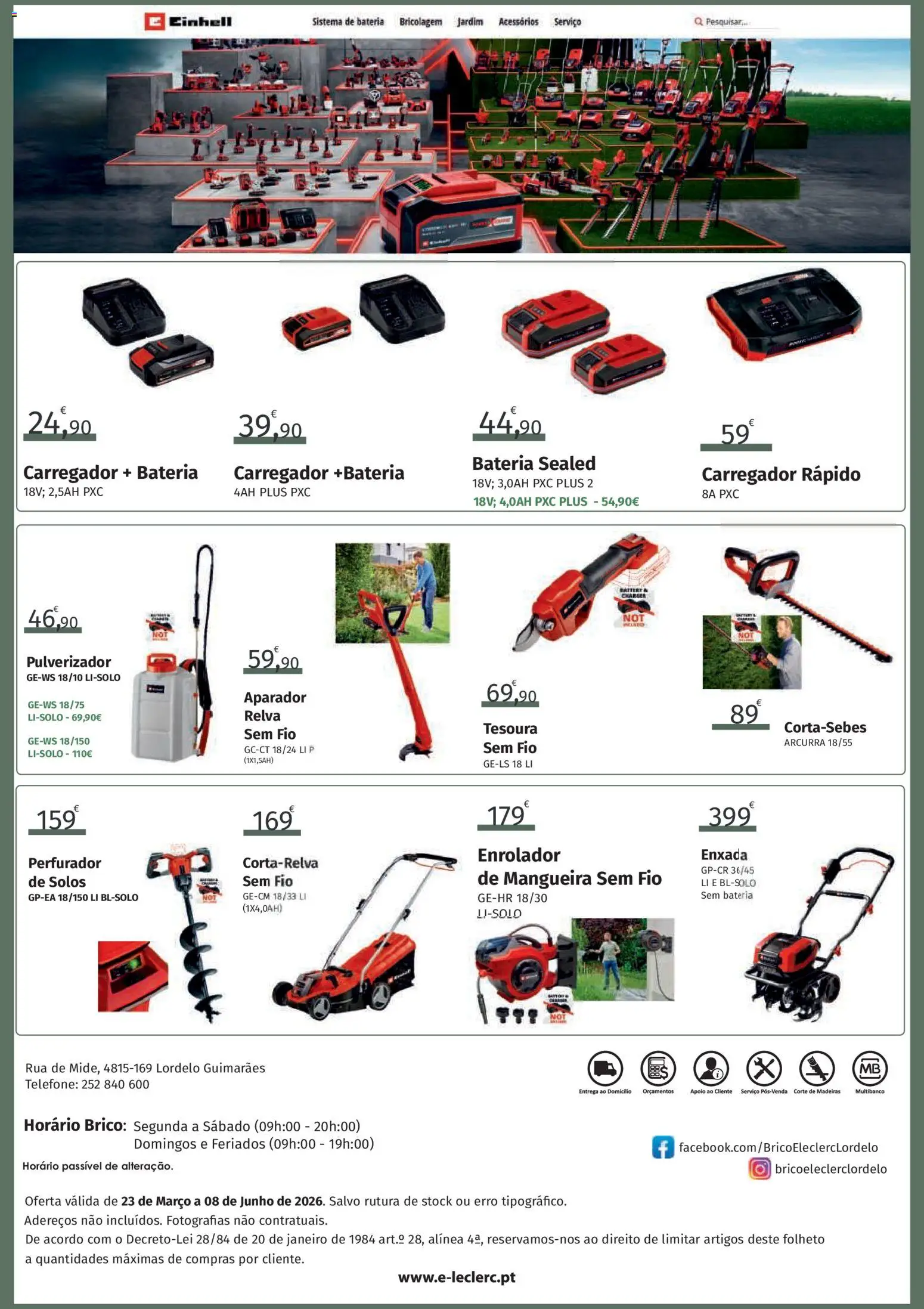 E.Leclerc folheto Jardim Lordelo │ válido de 23.03.2026 | Página: 40 | Produtos: Madeiras, Mangueira, Aparador, Bateria