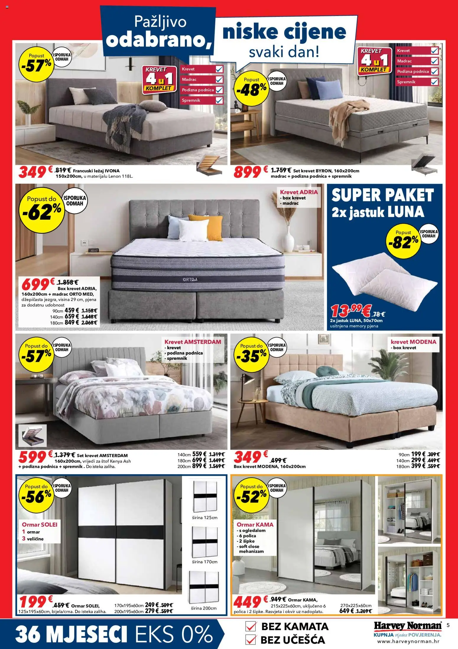 Harvey Norman katalog | vrijedi od 18.08.2026 | Stranica: 5 | Proizvodi: Krevet, Madrac, Jastuk, Polica