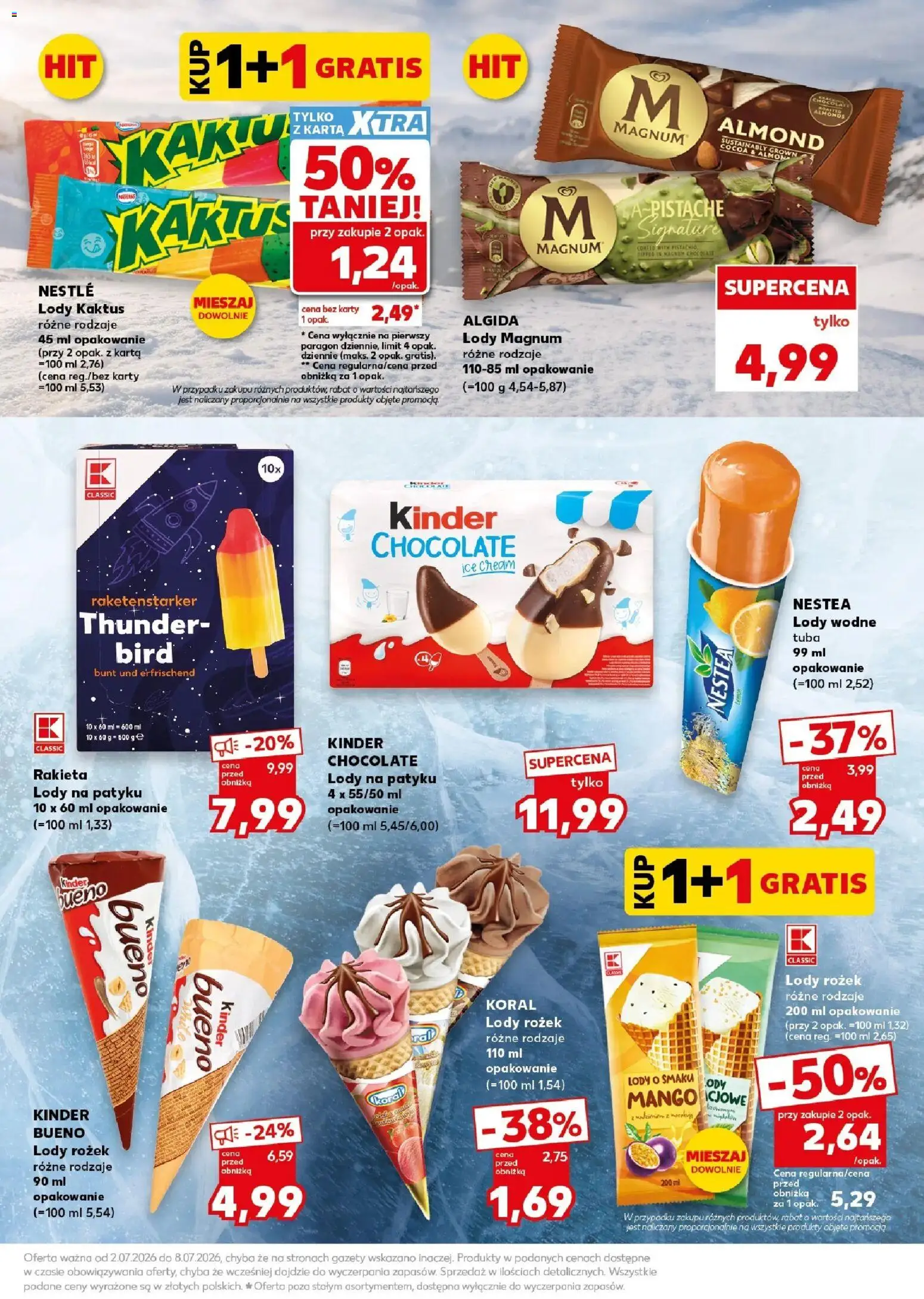 Kaufland gazetka - Mocny start od 06.07.2026 | Strona: 11 | Produkty: Mango, Karta, Lody Kaktus, Lody