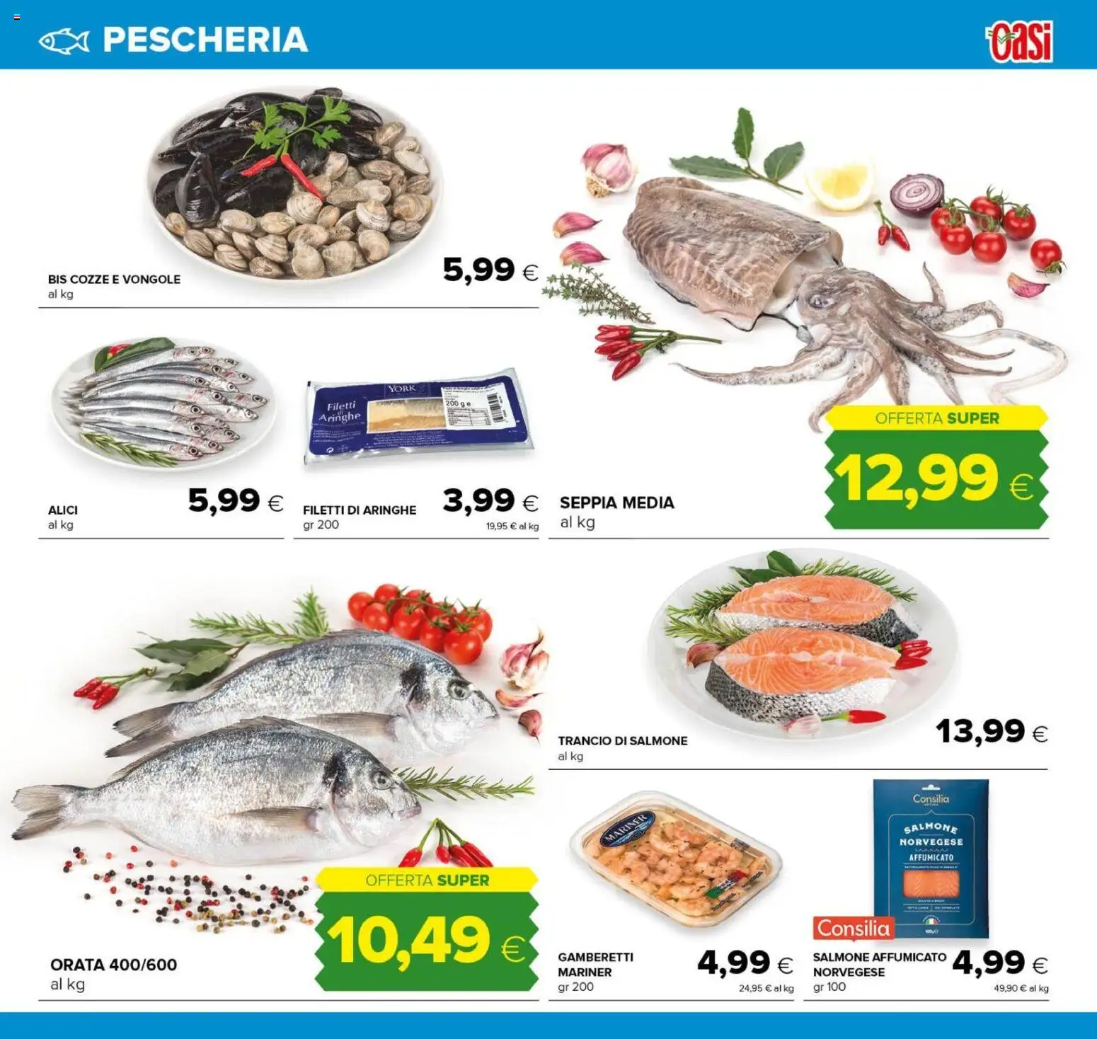 Volantino Oasi del 24/09/2026 | Pagina: 7 | Prodotti: Cozze, Vongole, Orata, Gamberetti