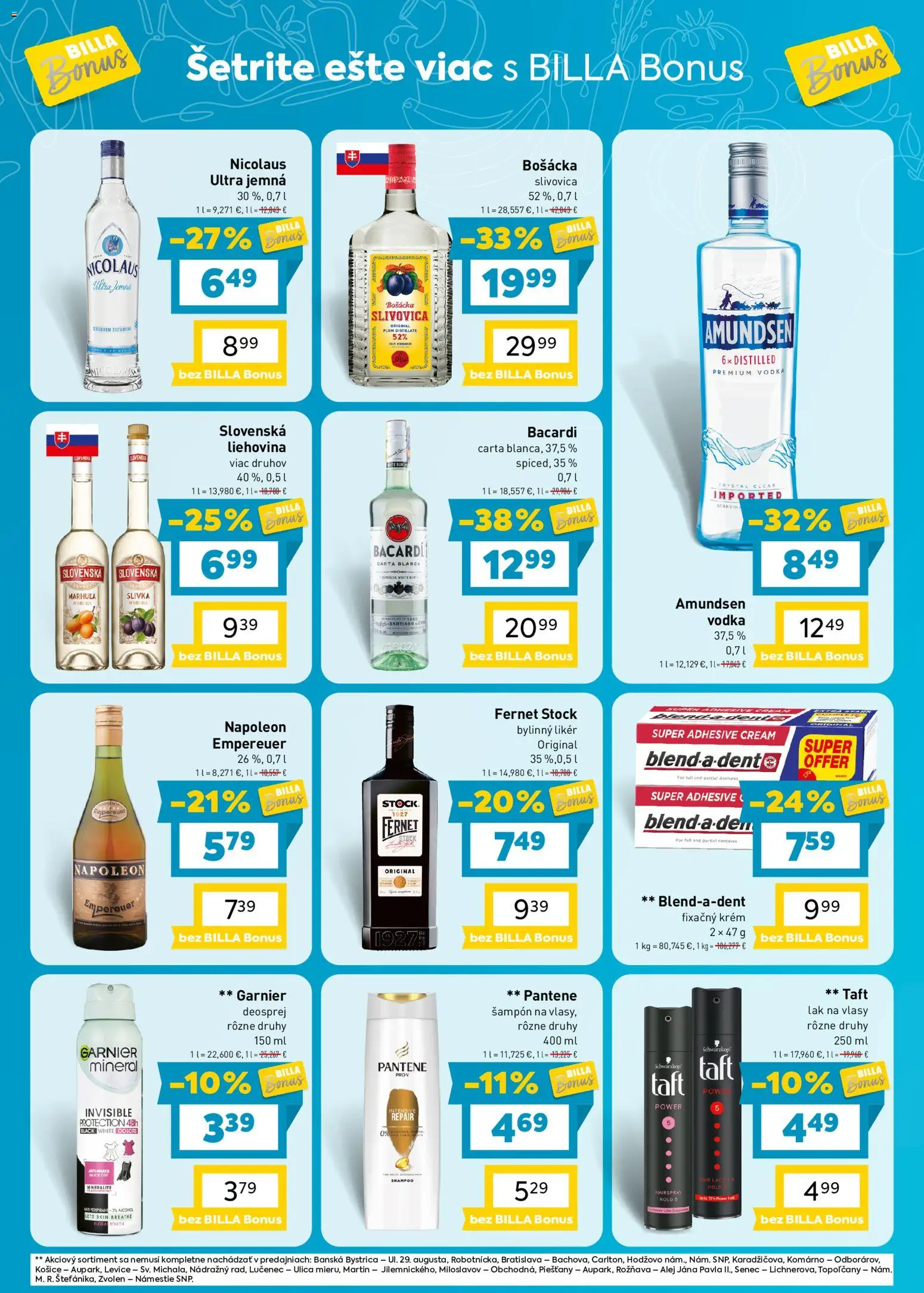 Nové Billa akcie – leták je platný od 30.09.2026 | Strana: 8 | Produkty: Bošácka slivovica, Krém, Fernet, Rum