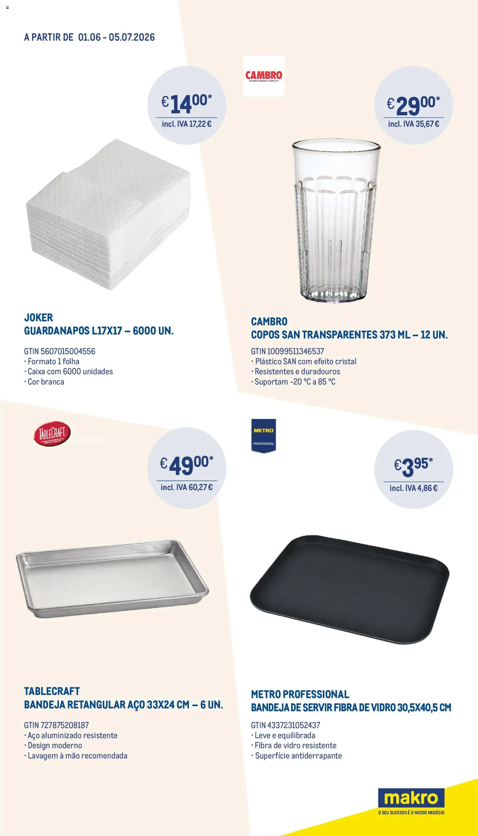 Makro Tudo para comida de rua e grelhados │ válido de 01.06.2026 | Página: 3 | Produtos: Copos, Bandeja, Guardanapos, Caixa