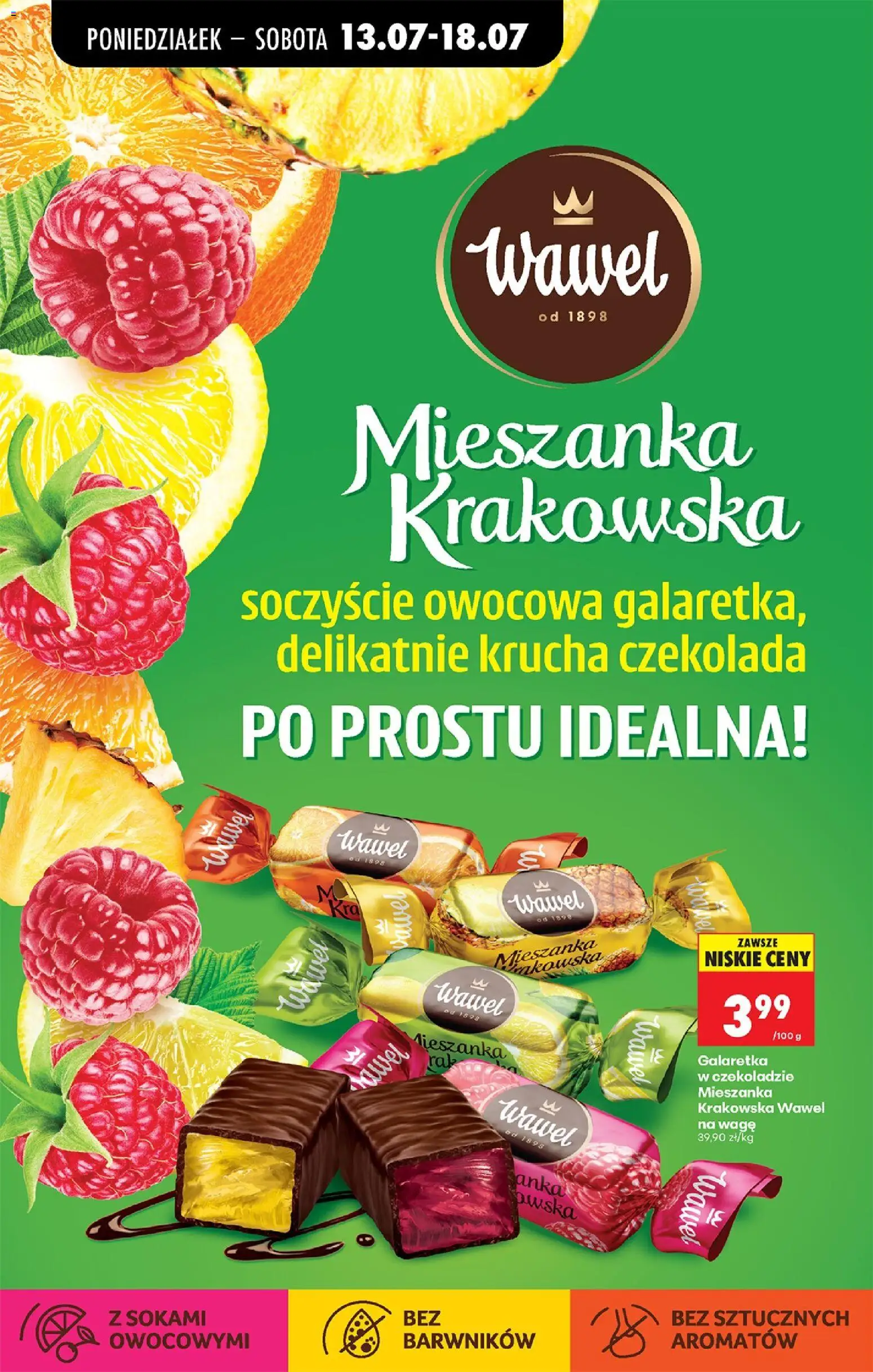 Biedronka gazetka od poniedziałku od 13.07.2026 | Strona: 62 | Produkty: Galaretka, Mieszanka krakowska, Czekolada