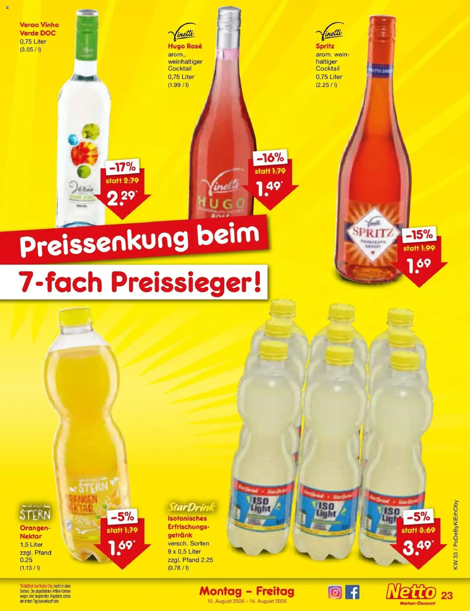 Netto Marken-Discount Prospekt Mistelbach (ab 10.08.2026) » Angebote | Seite: 33 | Produkte: Orangen, Wein, Hugo