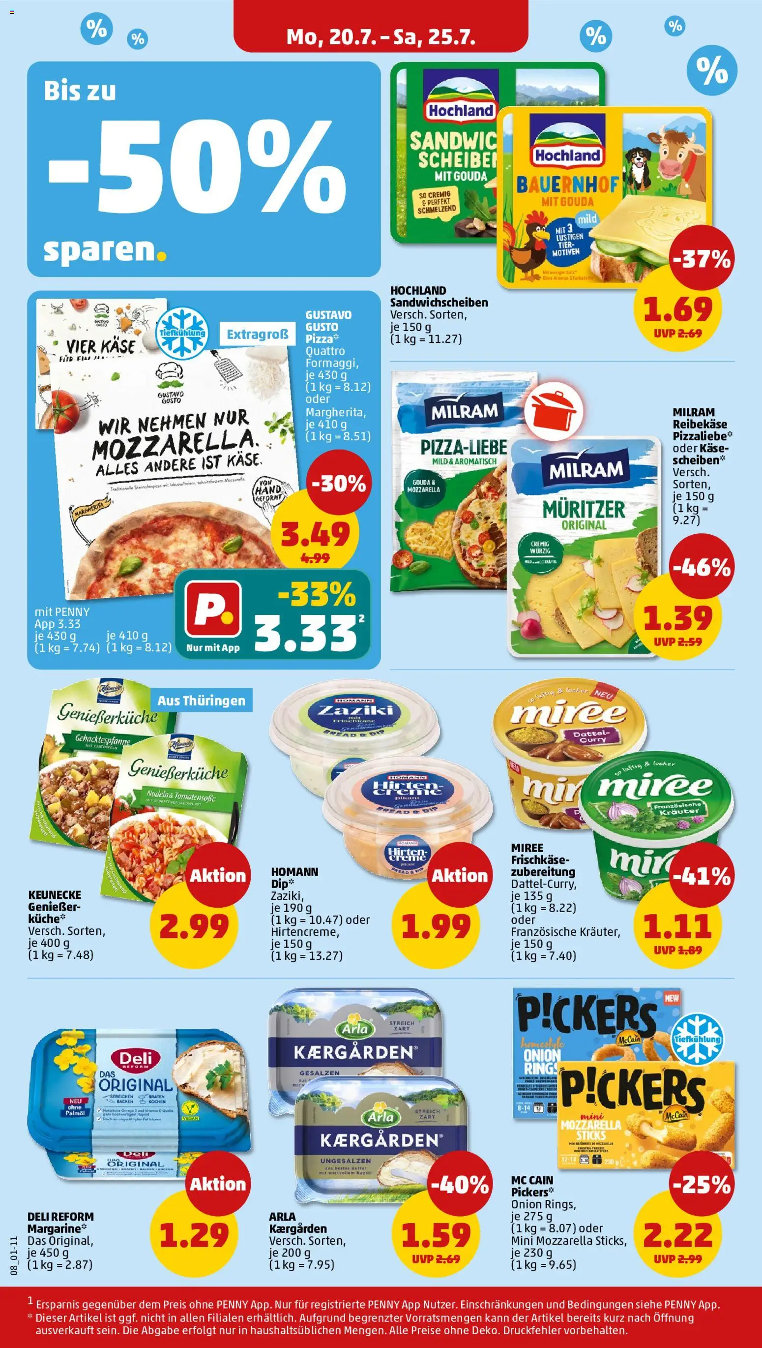 Penny Prospekt – gültig ab 20.07.2026 | Seite: 10 | Produkte: Gustavo gusto, Gouda, Milram, Pizza