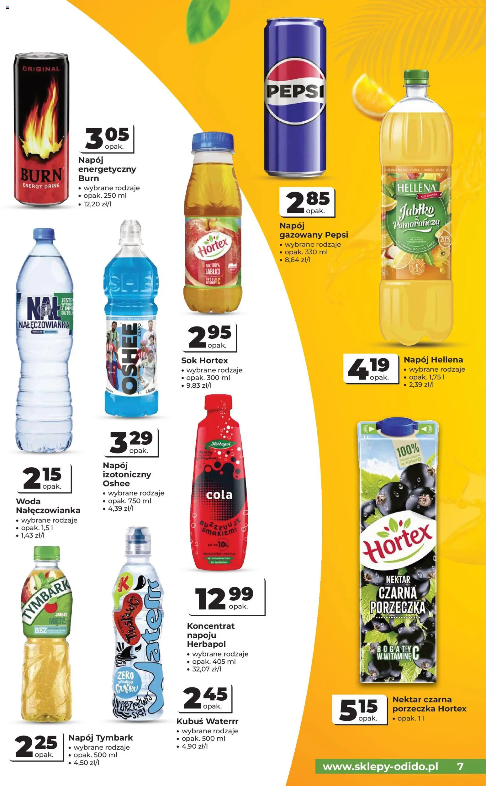 Odido gazetka od 08.07.2026 | Strona: 7 | Produkty: Pepsi, Porzeczka, Sok, Woda