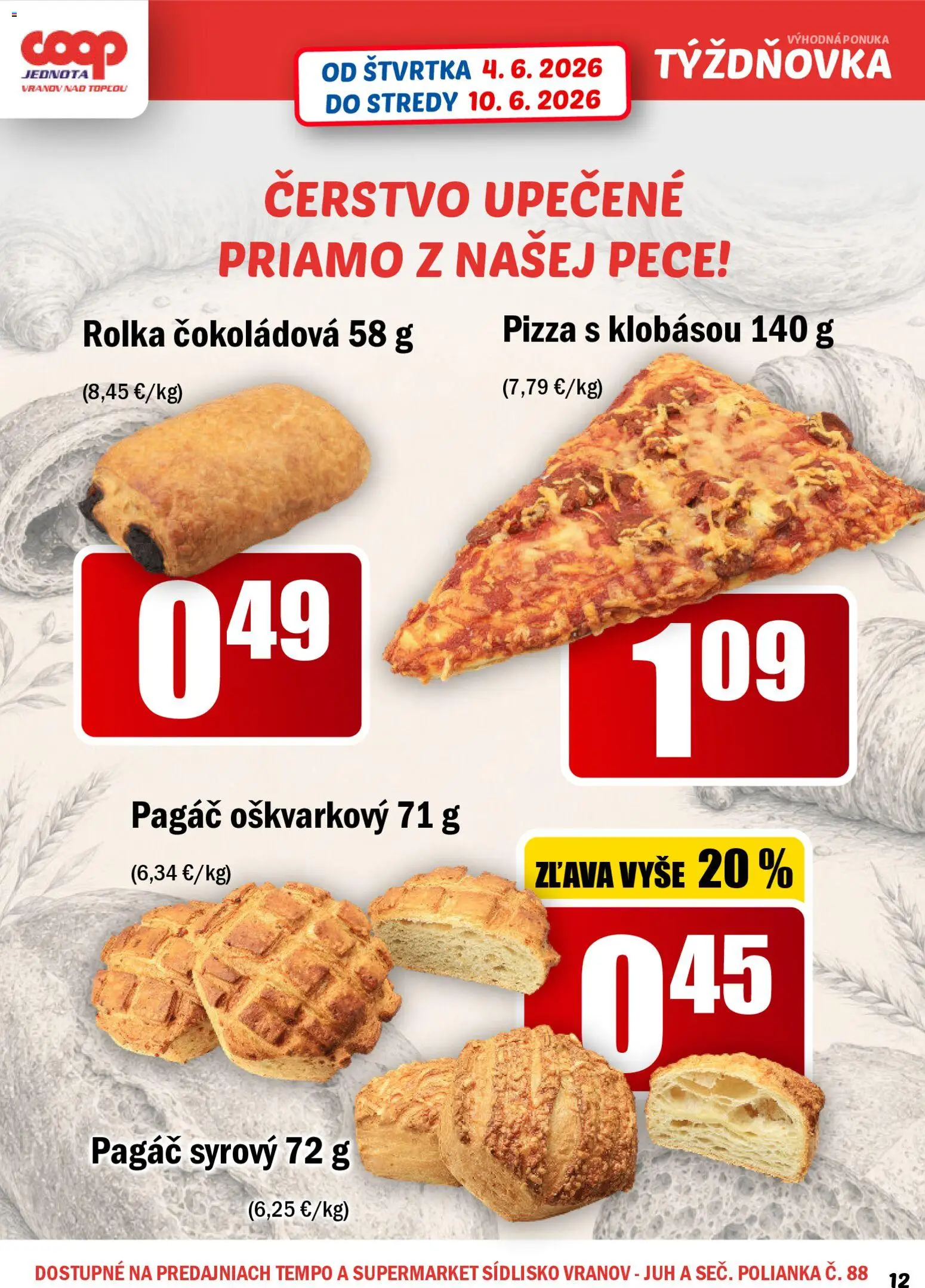 Nové COOP Jednota akcie – leták je platný od 04.06.2026 | Strana: 12 | Produkty: Pizza