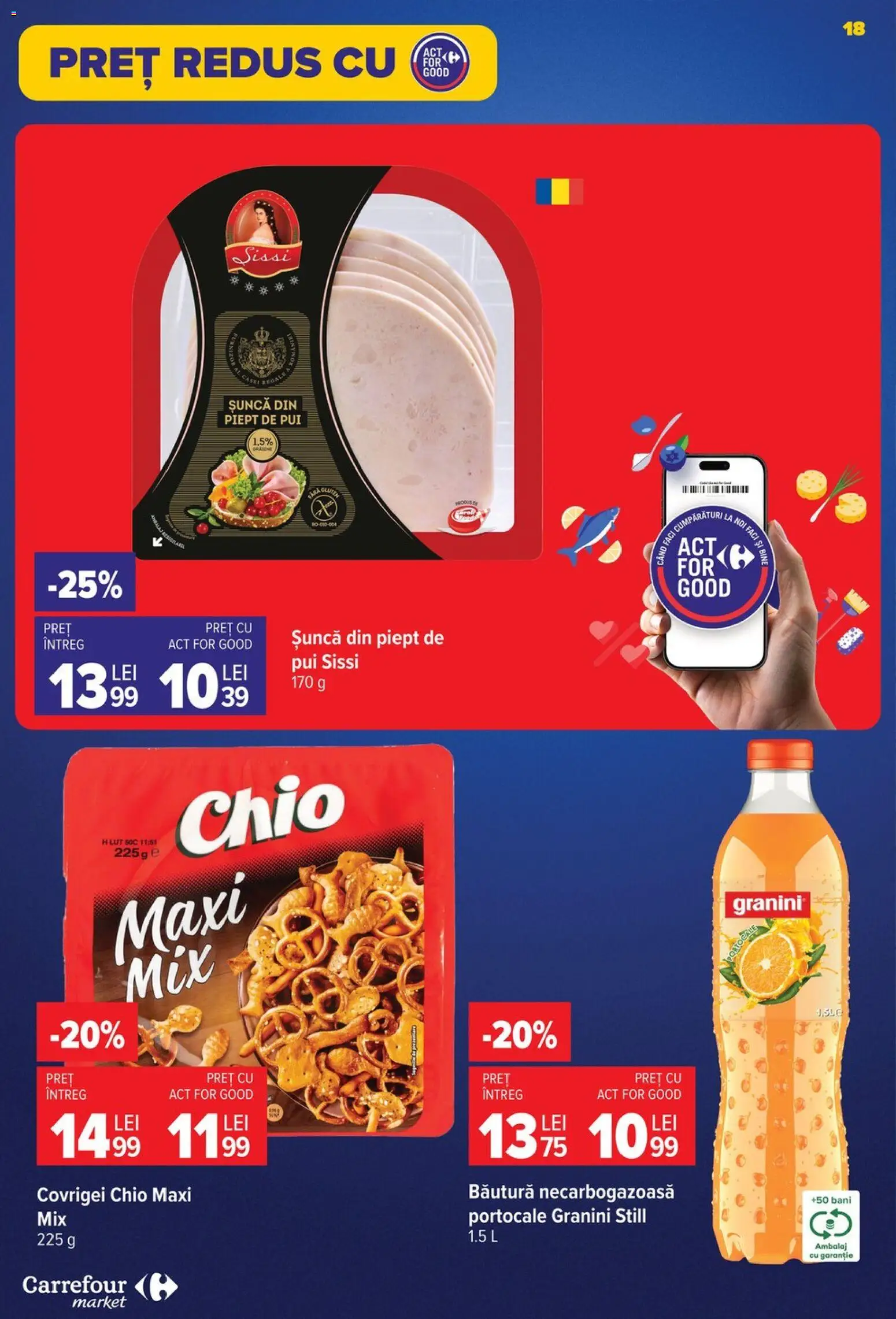 Noul catalog Carrefour – valabil de la 24.06.2026 | Pagină: 18 | Produse: Hacıyatmaz Kedi Oyuncağı, Covrigei, Șuncă, Portocale