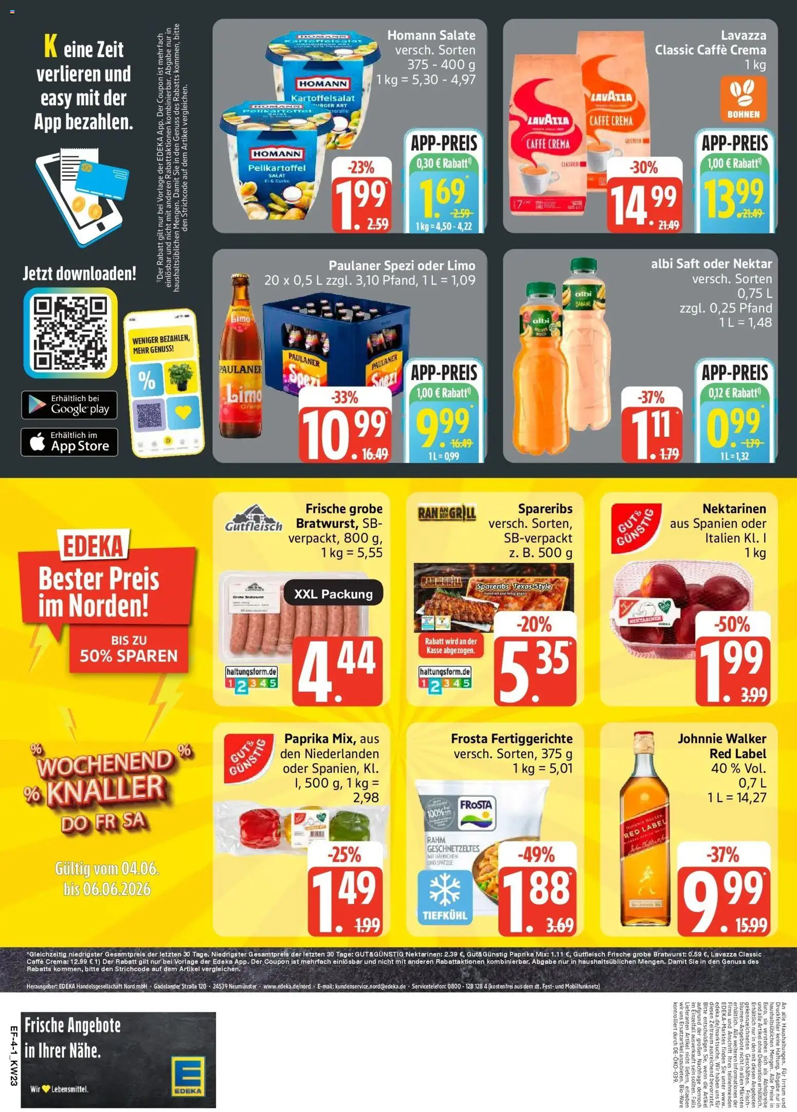 Edeka prospekt Luhnstedt – gültig ab 01.06.2026 | Seite: 4 | Produkte: Whisky, Fertiggerichte, Paulaner, Johnnie walker