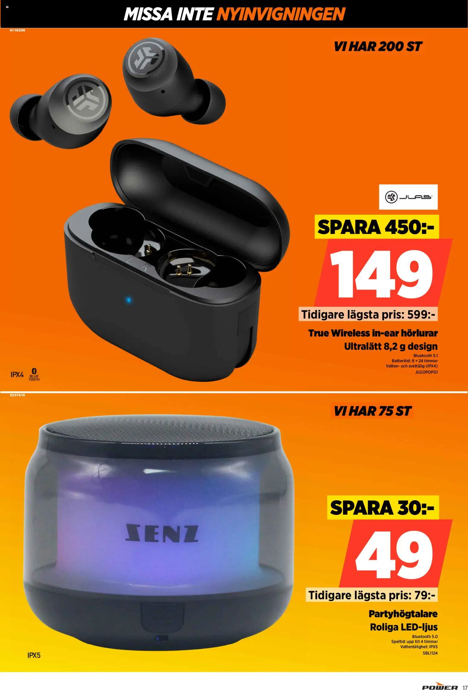 Power reklamblad aktuell från 24/09/2026 | Sida: 17 | Produkter: Vatten, Hörlurar