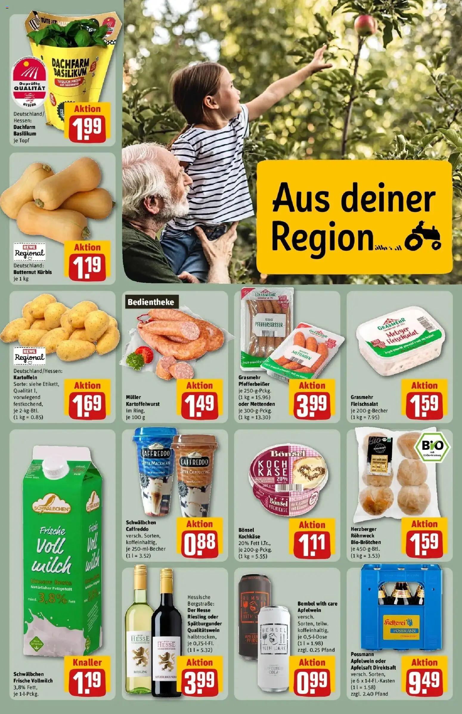 REWE Prospekt ab 28.09.2026 zum Blättern » Angebote | Seite: 29 | Produkte: Milch, Apfelsaft, Kartoffeln, Kürbis