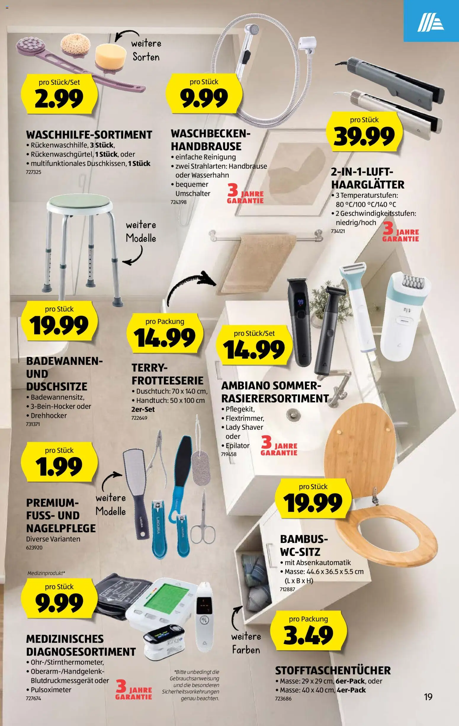 Aldi aktionen – gültig ab 23.07.2026 | Seite: 19 | Produkte: Haarglätter, Waschbecken