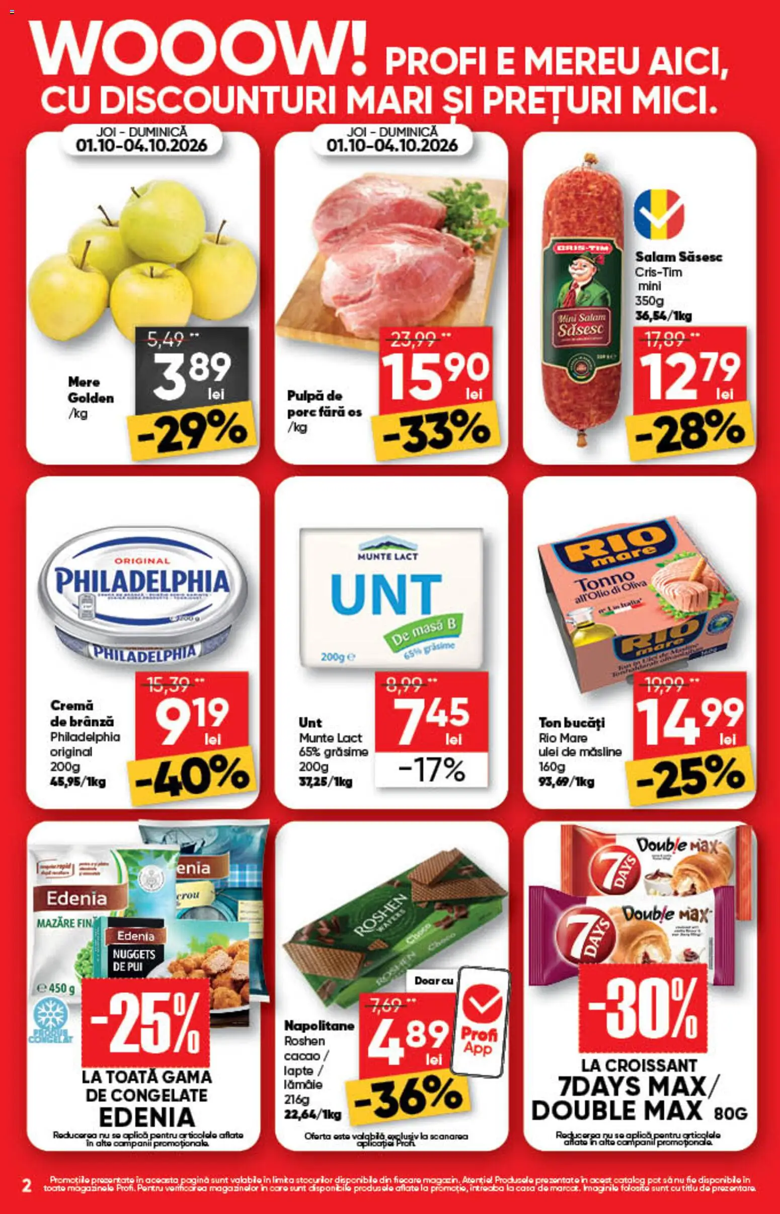 Noul catalog Profi – valabil de la 01.10.2026 | Pagină: 2 | Produse: Masă, Lapte, Ulei, Cremă de brânză