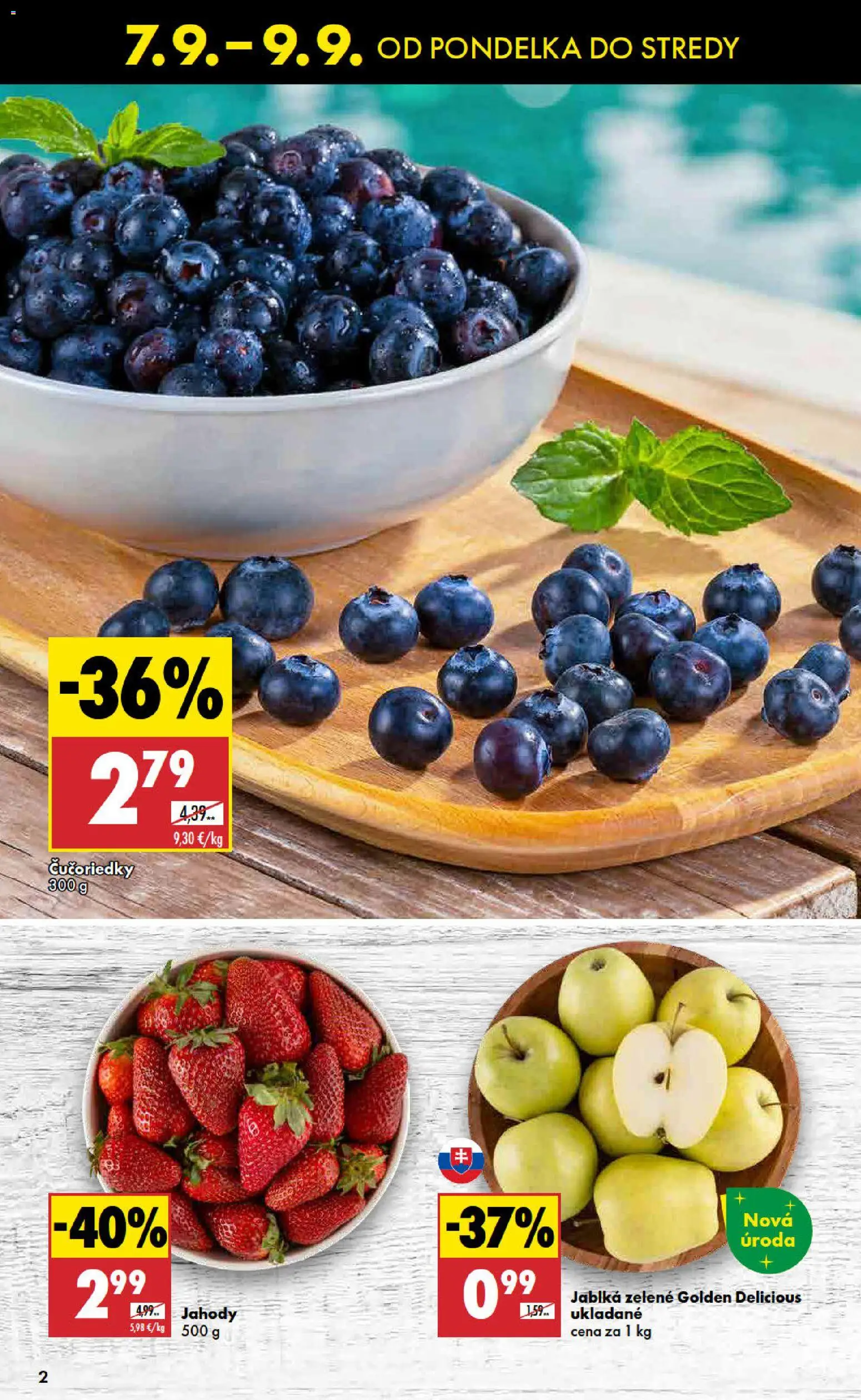 Nové Biedronka akcie – leták je platný od 07.09.2026 | Strana: 2 | Produkty: Jablká, Čučoriedky, Jahody