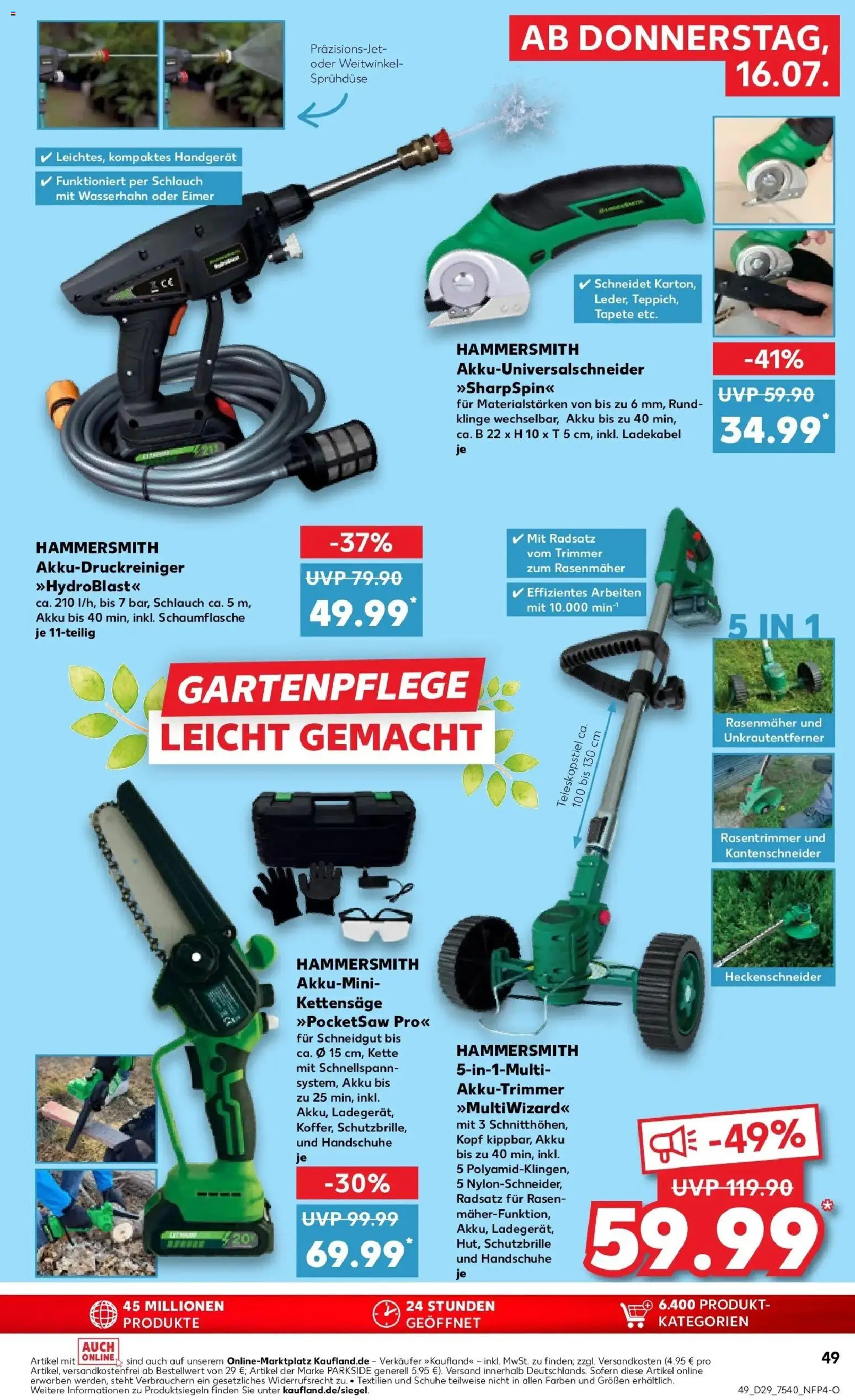 Kaufland Prospekt Großenhain – gültig ab 13.07.2026 | Seite: 58 | Produkte: Rasenmäher, Ladekabel, Handschuhe