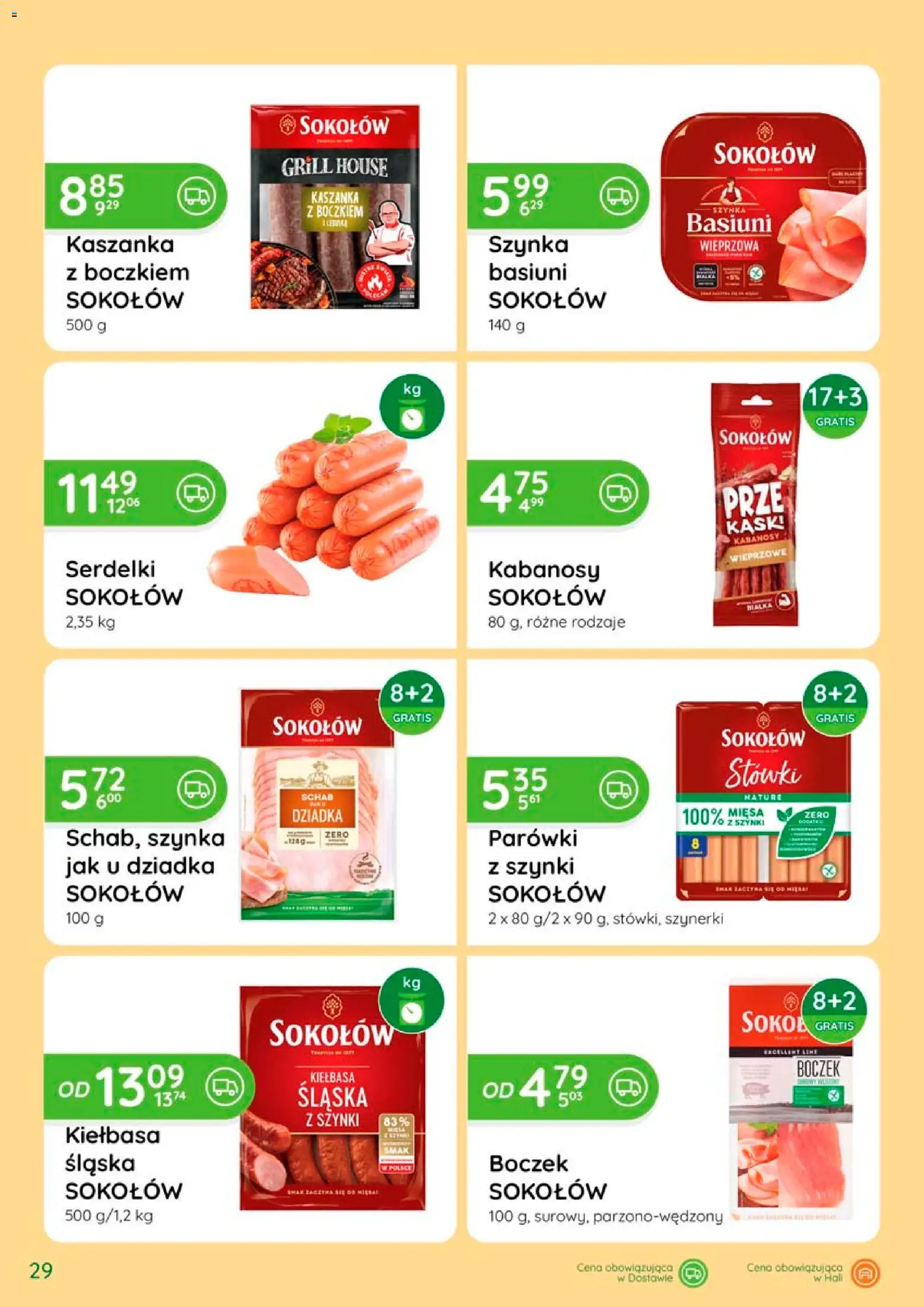 Eurocash gazetka - Katalog Wędlin od 06.08.2026 | Strona: 29 | Produkty: Szynka wieprzowa, Kabanosy, Szynka, Boczek