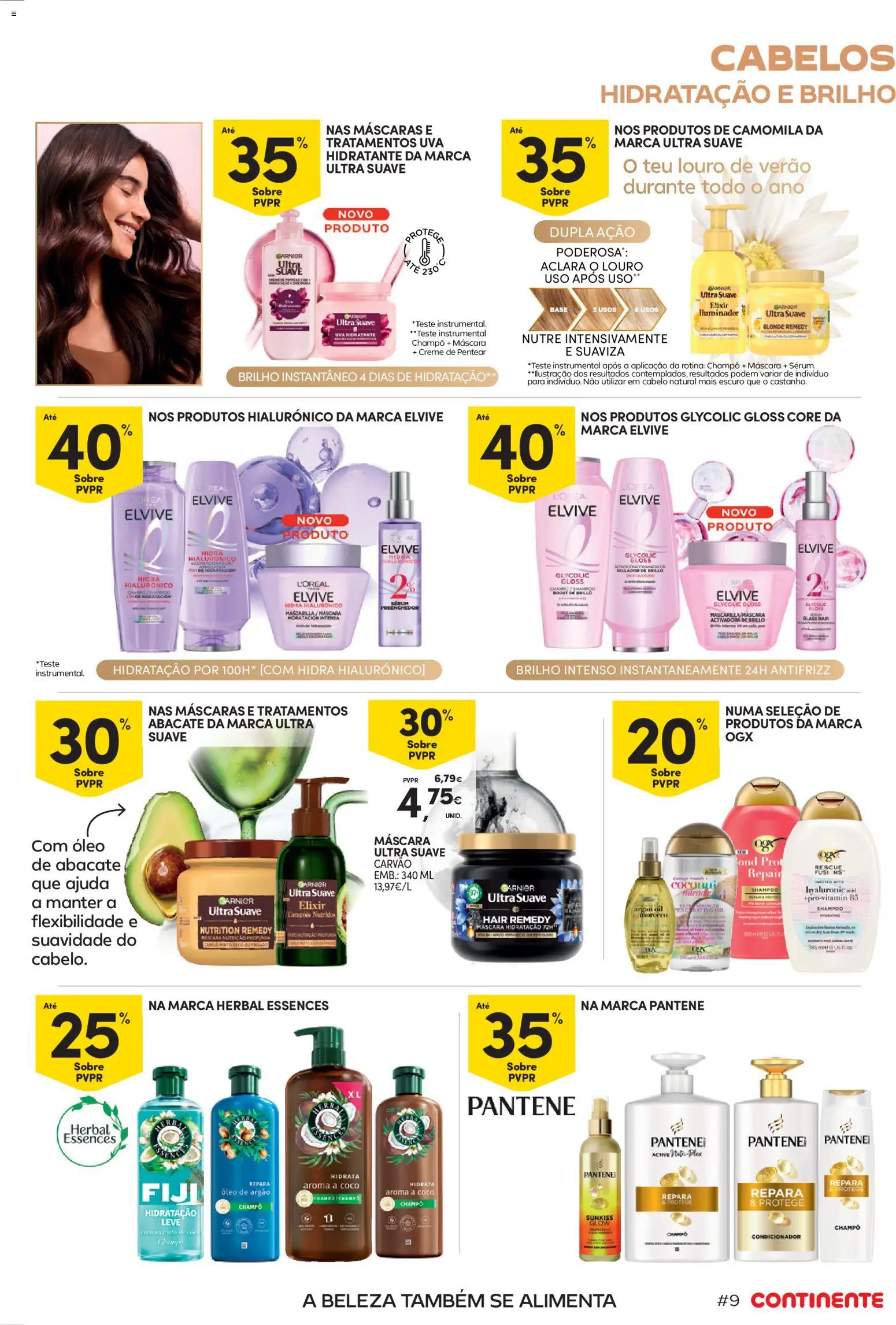 Continente Beleza Ingredientes para uma beleza sem idade │ válido de 22/09/2026 | Página: 9 | Produtos: Gloss, Condicionador, Coco, Creme