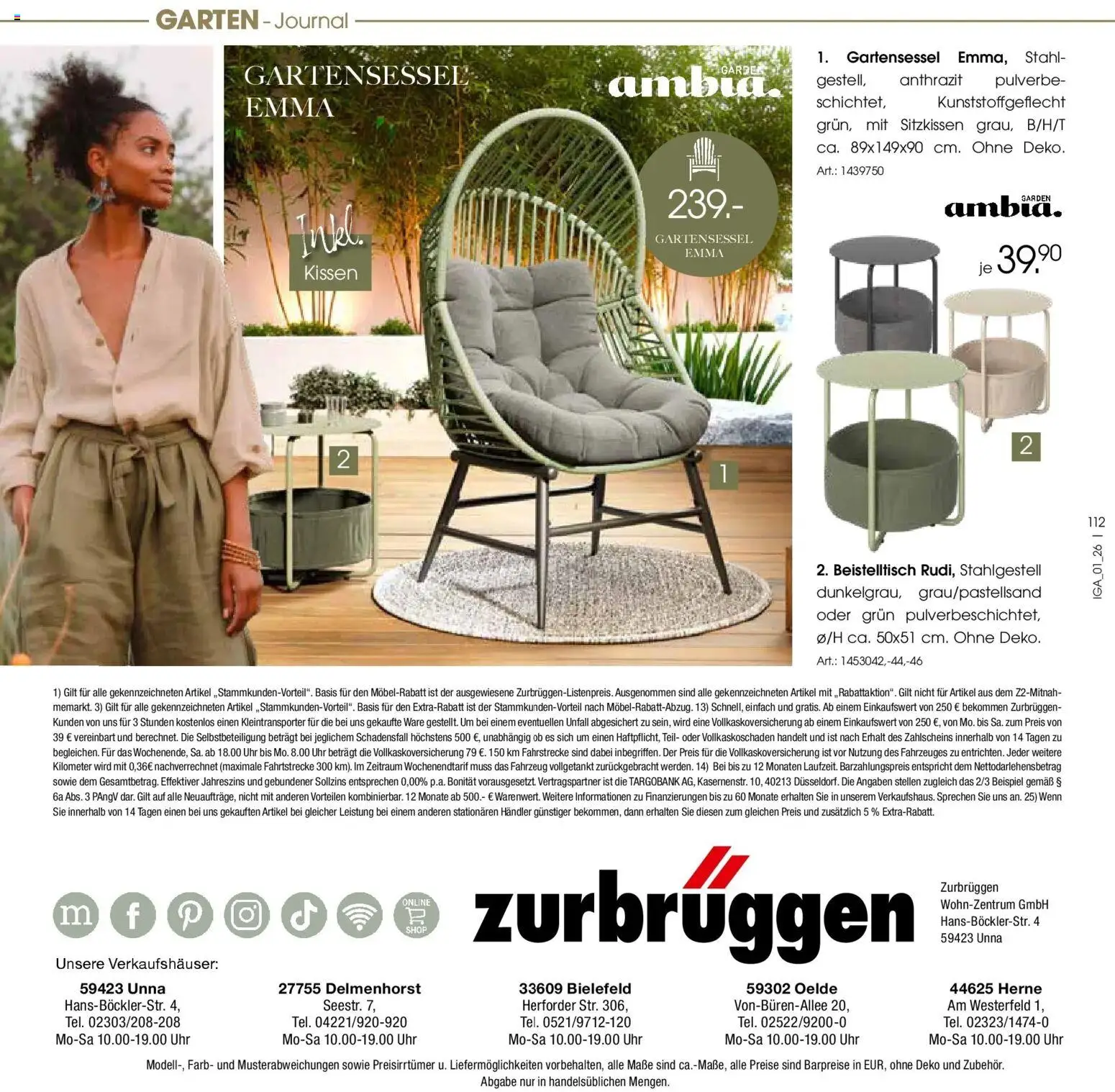 Zurbrüggen Garten Unna – gültig ab 19.03.2025 | Seite: 112 | Produkte: Beistelltisch, Kissen, Uhr