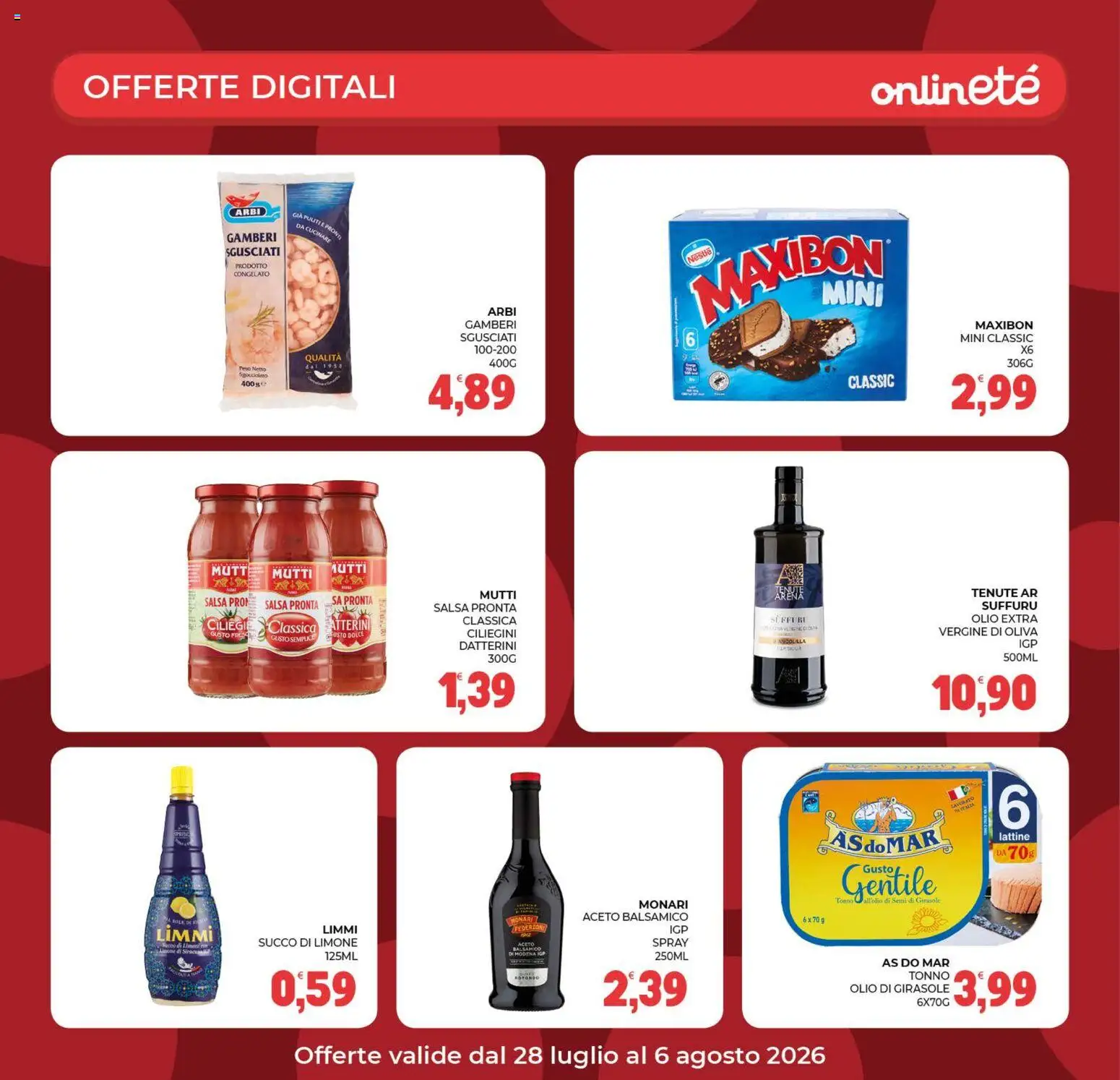 Volantino Eté del 28/07/2026 | Pagina: 26 | Prodotti: Limone, Succo di limone, Aceto, Mutti