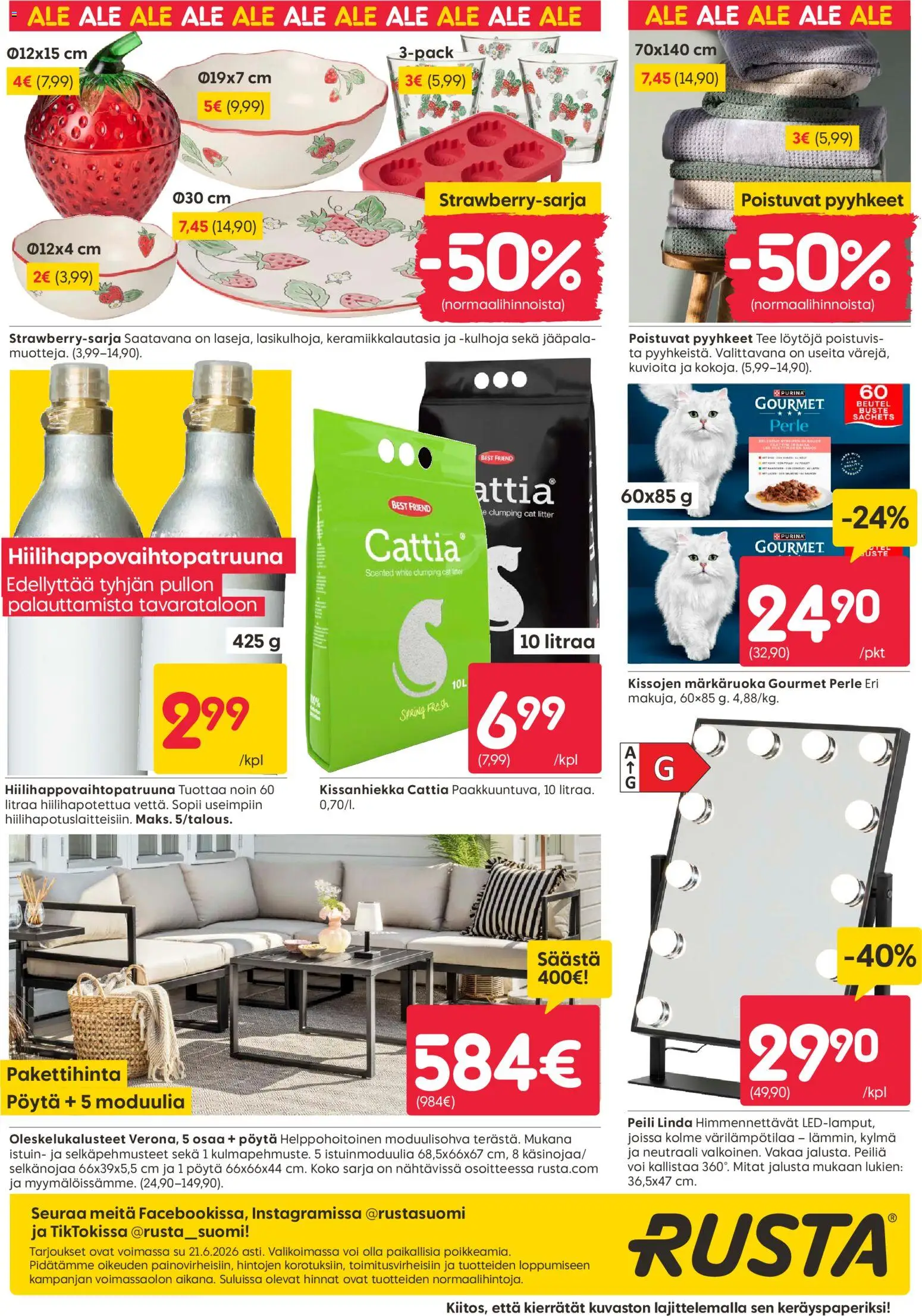 Rusta tarjoukset – voimassa 15.06.2026 alkaen | Sivu: 20 | Tuotteet: Jalusta, Kissanhiekka, Voi, Tee