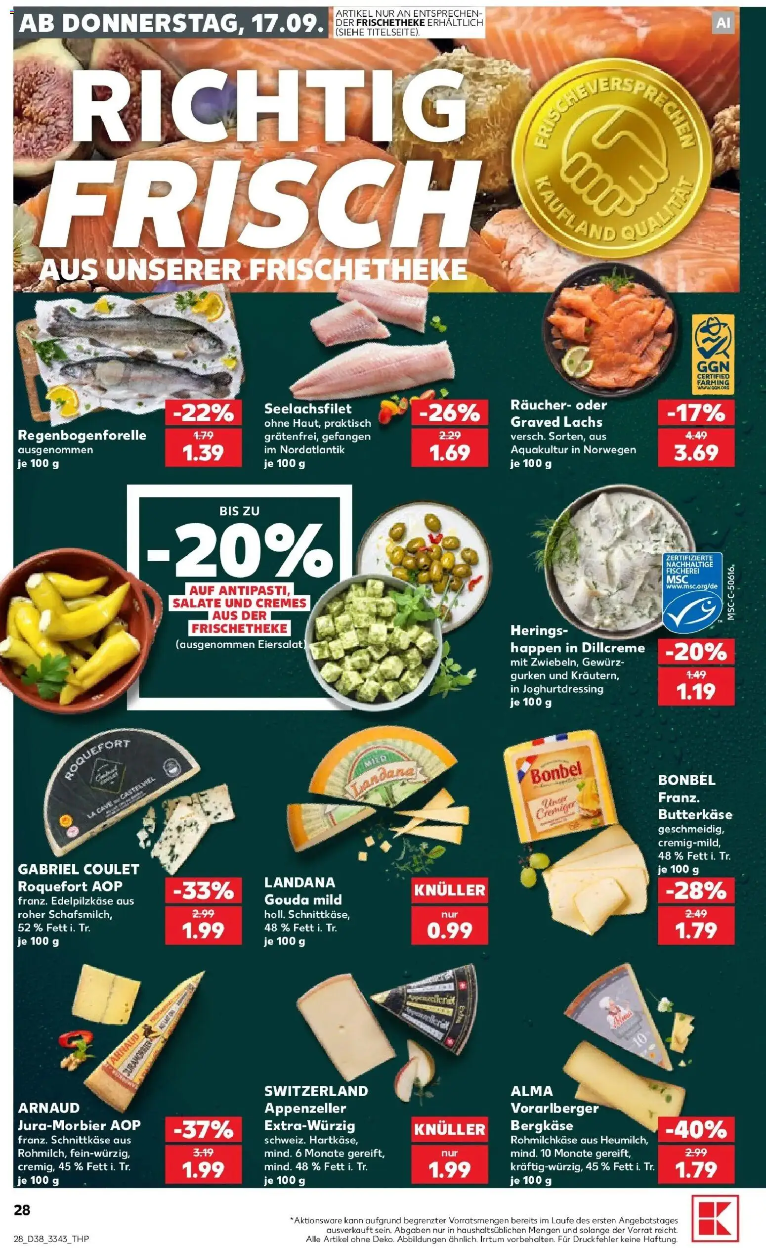 Prospekt Kaufland ab 14.09.2026 » Angebote Online zum Blättern | Seite: 40 | Produkte: Gouda, Lachs, Gurken
